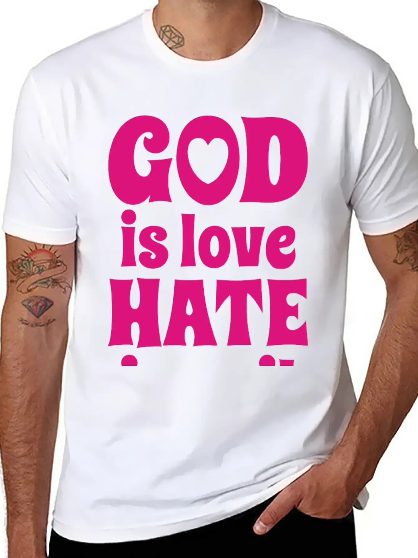 GOD IS LOVE HATE IS EVIL Unisex Short Sleeve Soft Cotton T-Shirt – Casual Everyday Wear