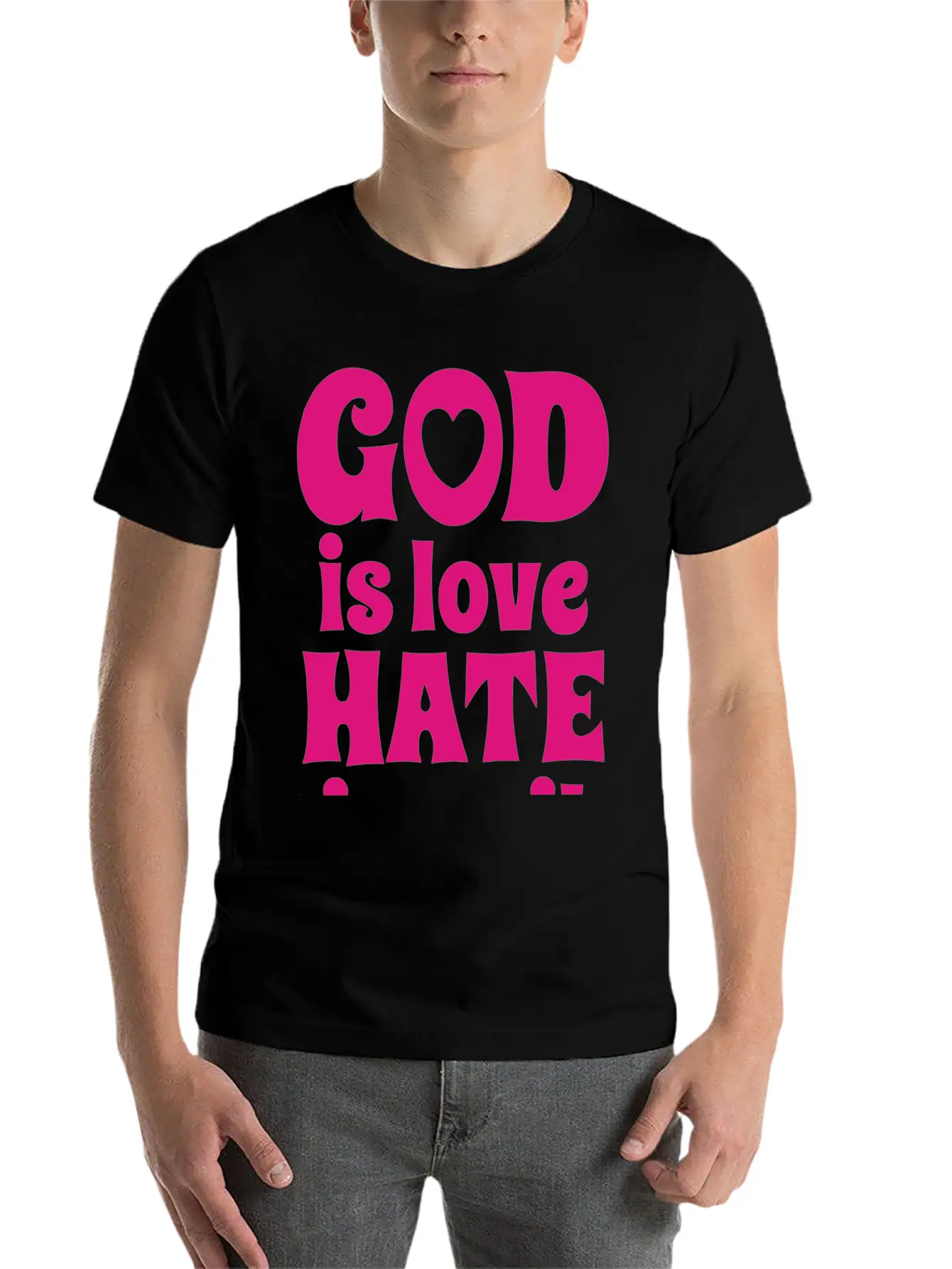 GOD IS LOVE HATE IS EVIL Unisex Short Sleeve Soft Cotton T-Shirt – Casual Everyday Wear