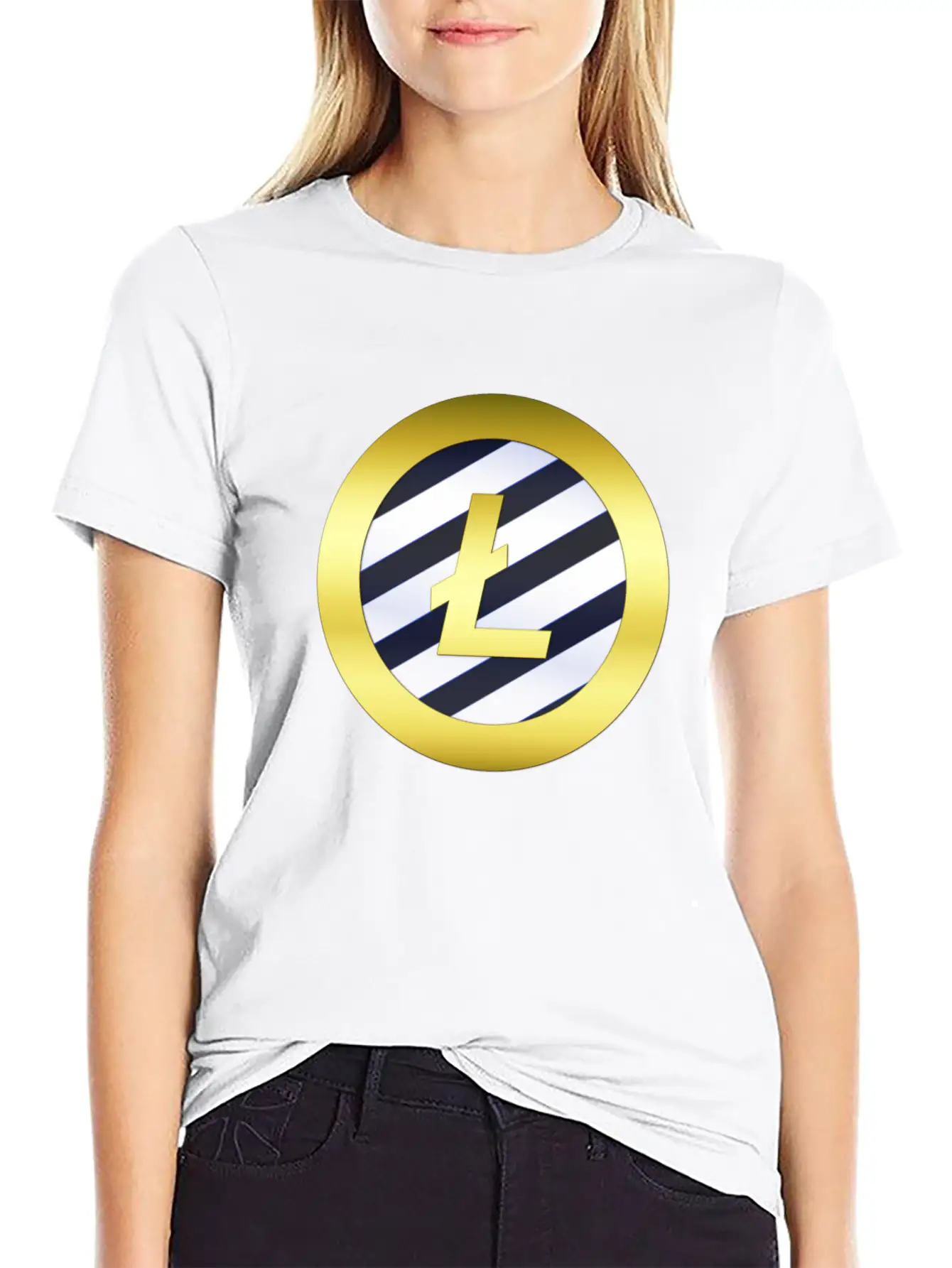 GOLD B LTC BLUE6 Litecoin Unisex Short Sleeve Soft Cotton T-Shirt – Casual Everyday Wear