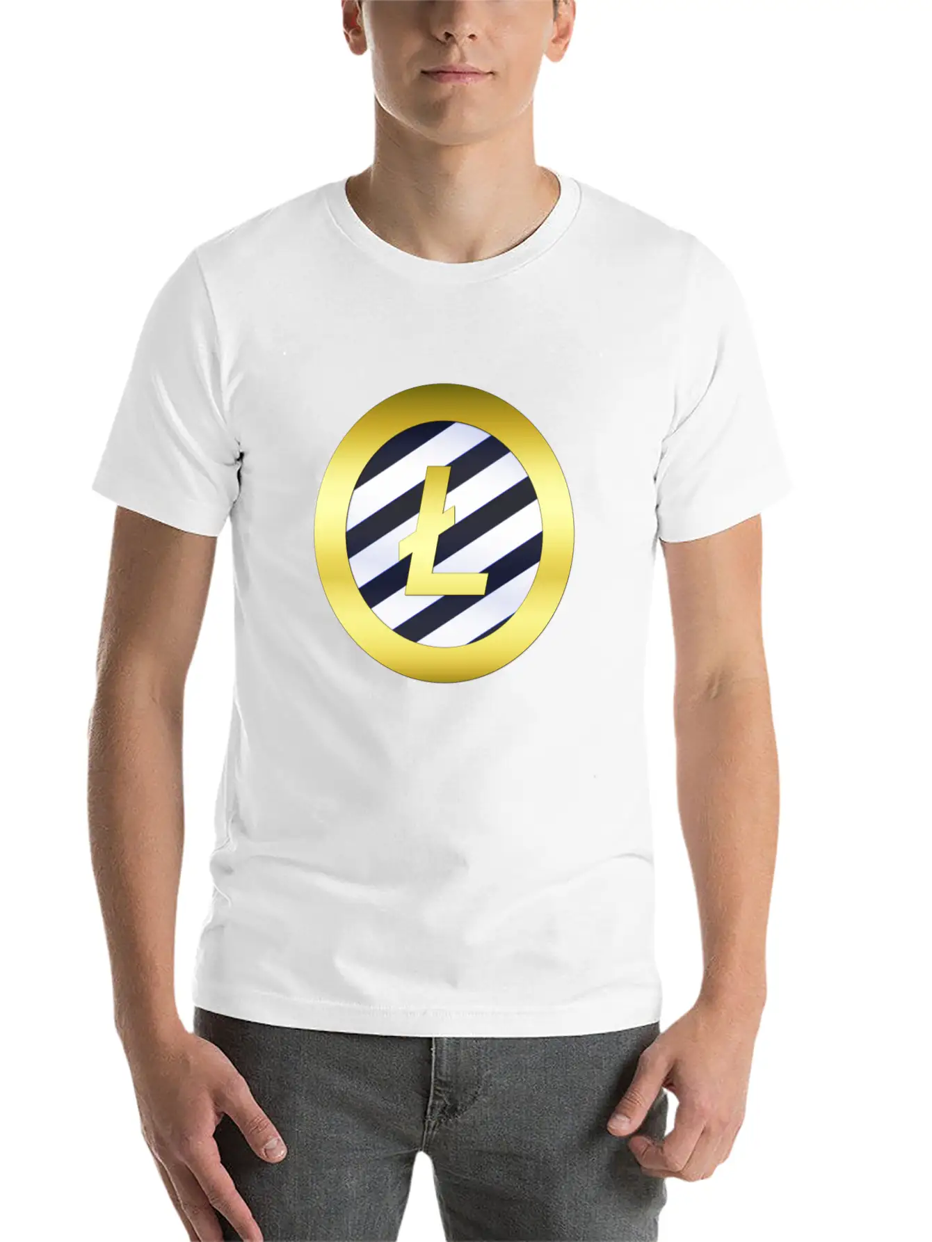 GOLD B LTC BLUE6 Litecoin Unisex Short Sleeve Soft Cotton T-Shirt – Casual Everyday Wear