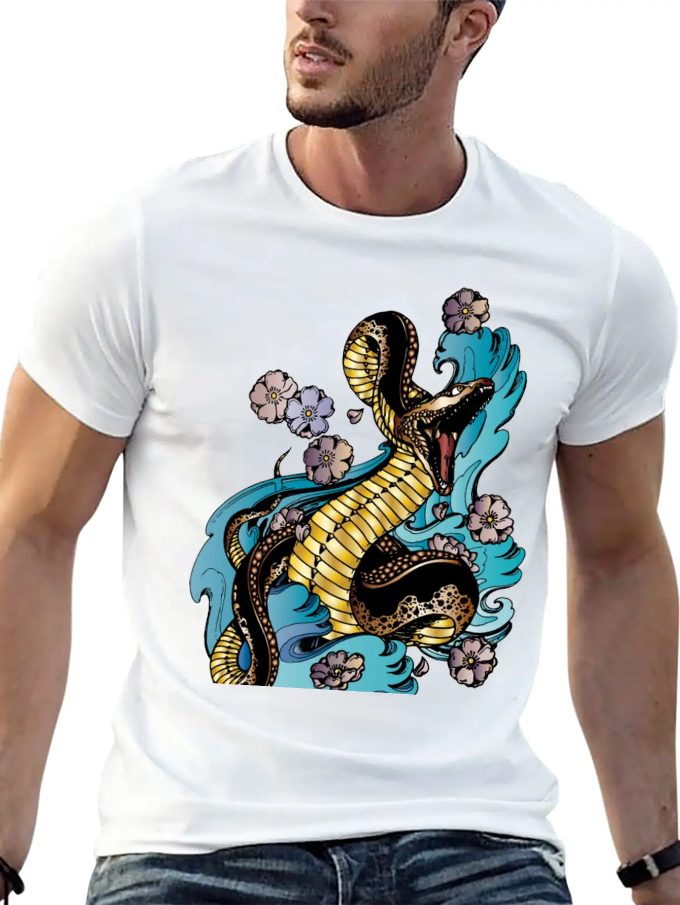 GOLD BRONZE SNAKE Stylish Everyday T-Shirt – Unisex Basic Cotton Tee