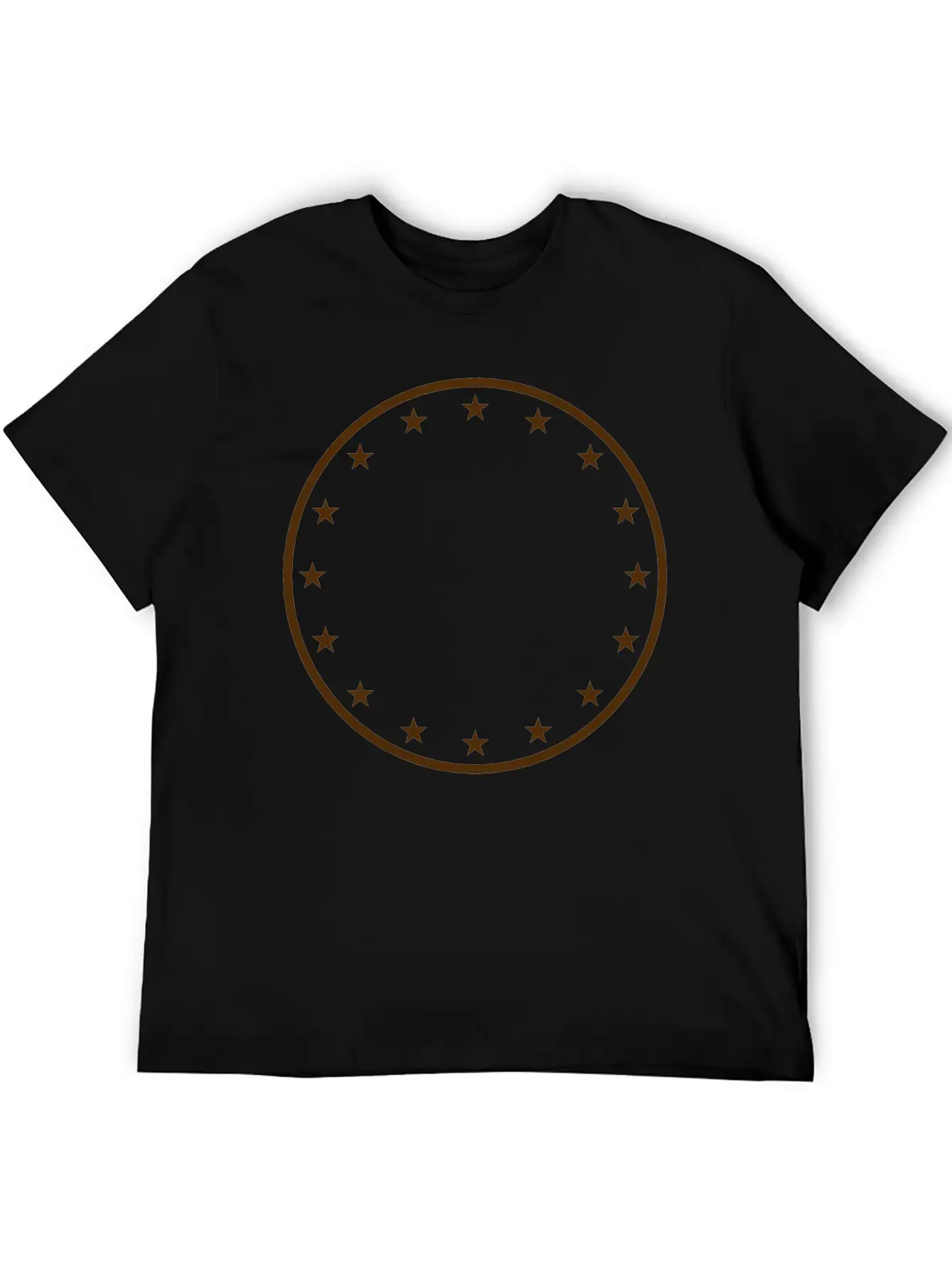 Gold Circle Star Frame Round Ring Shield Emblem De Stylish Everyday T-Shirt – Unisex Basic Cotton Tee