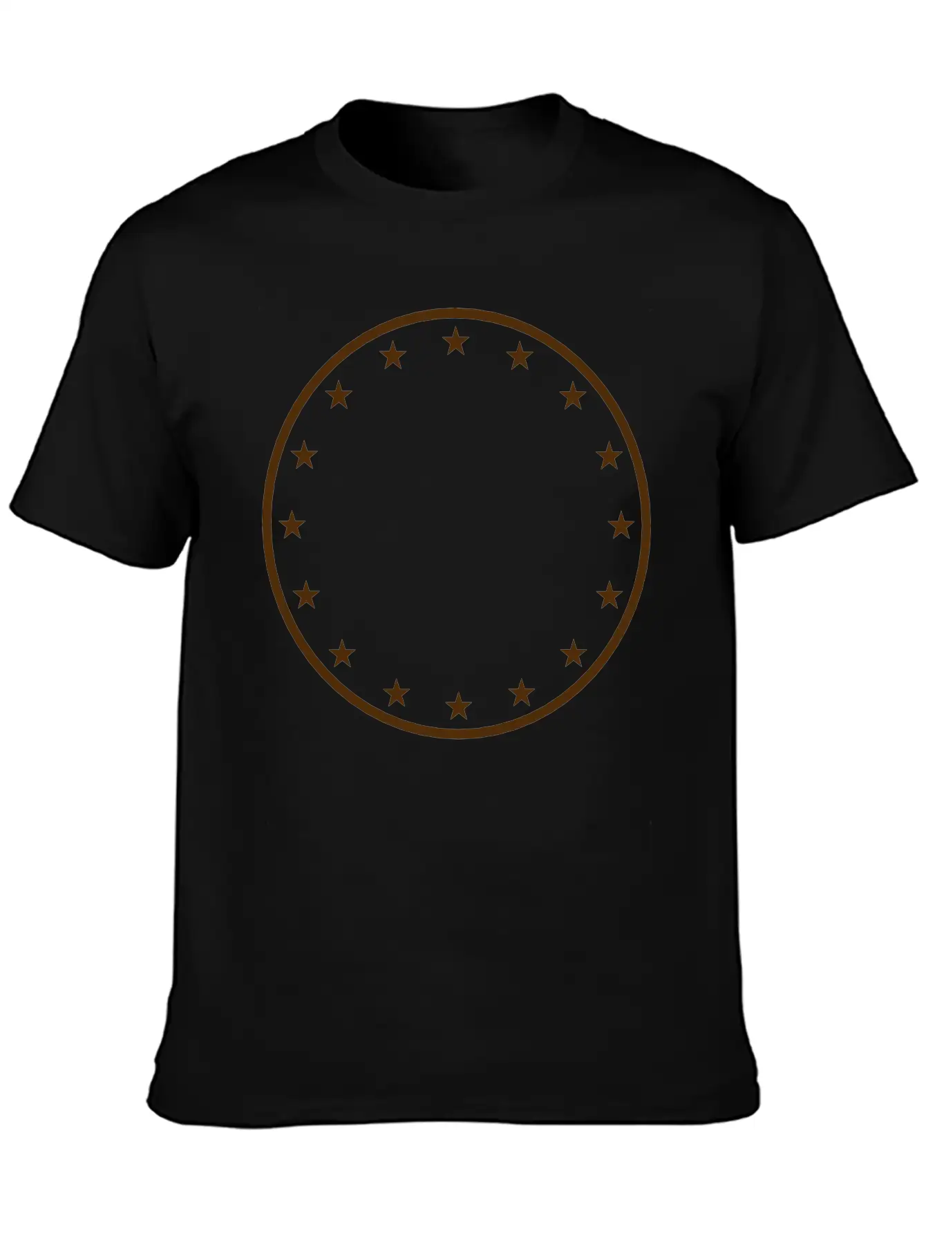 Gold Circle Star Frame Round Ring Shield Emblem De Stylish Everyday T-Shirt – Unisex Basic Cotton Tee