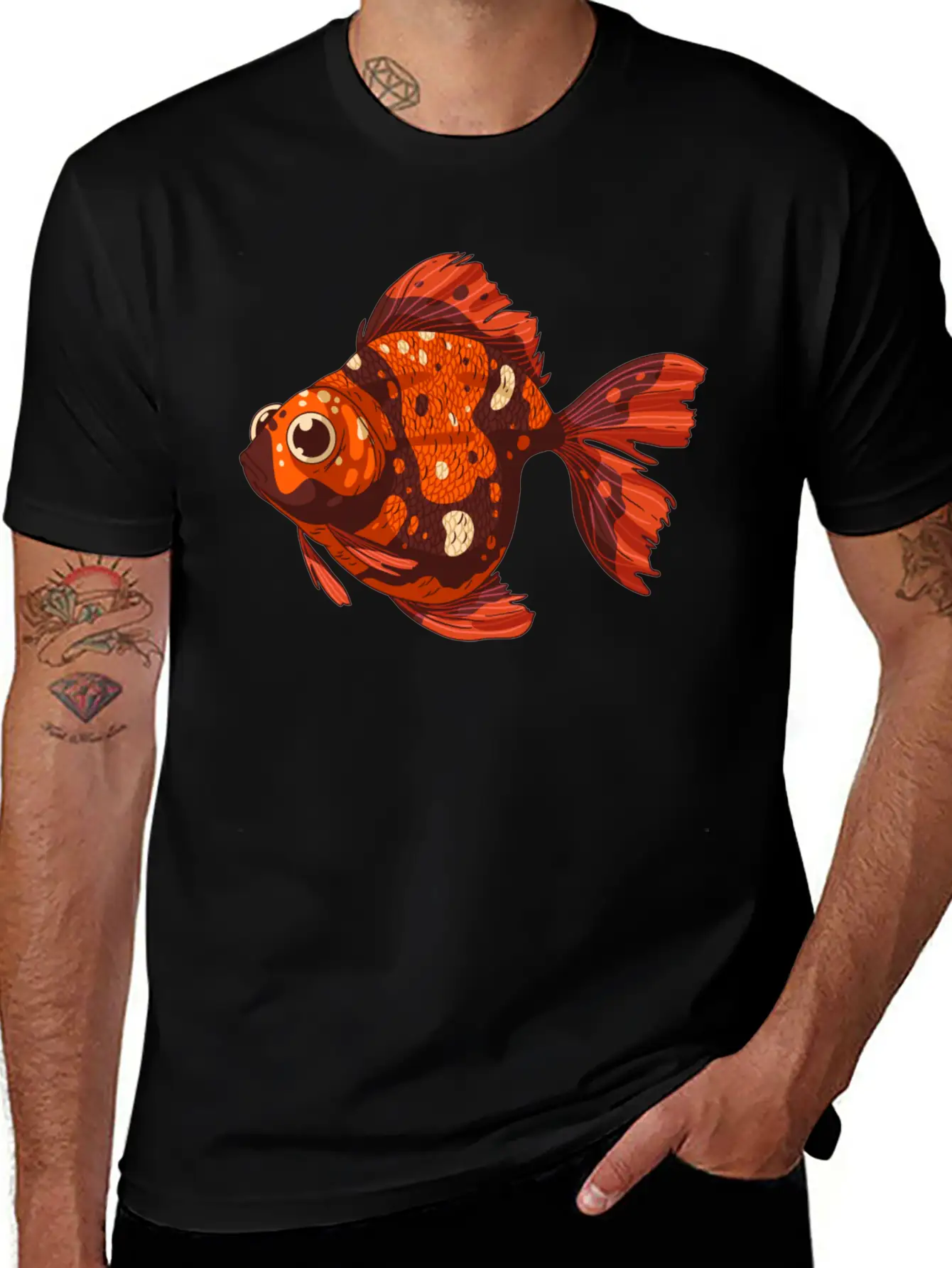 Gold Fish Unisex Short Sleeve Soft Cotton T-Shirt – Casual Everyday Wear