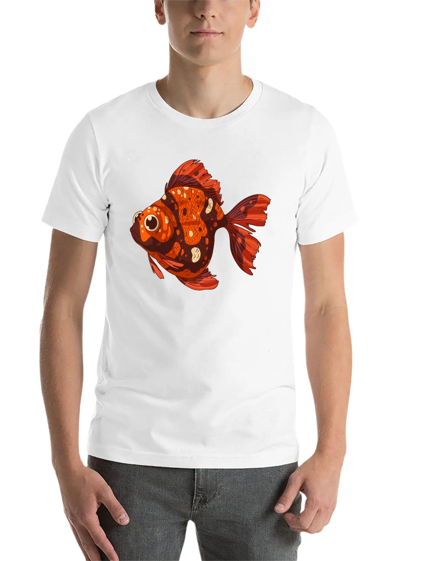 Gold Fish Unisex Short Sleeve Soft Cotton T-Shirt – Casual Everyday Wear