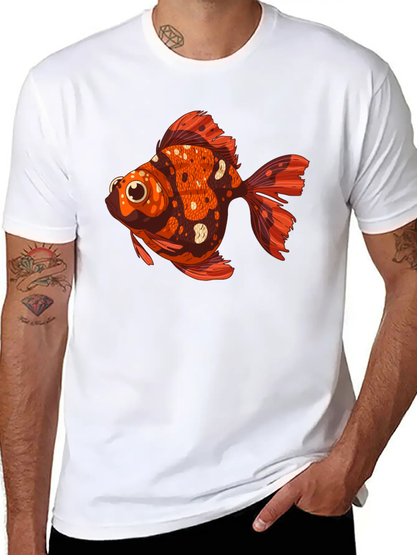 Gold Fish Unisex Short Sleeve Soft Cotton T-Shirt – Casual Everyday Wear