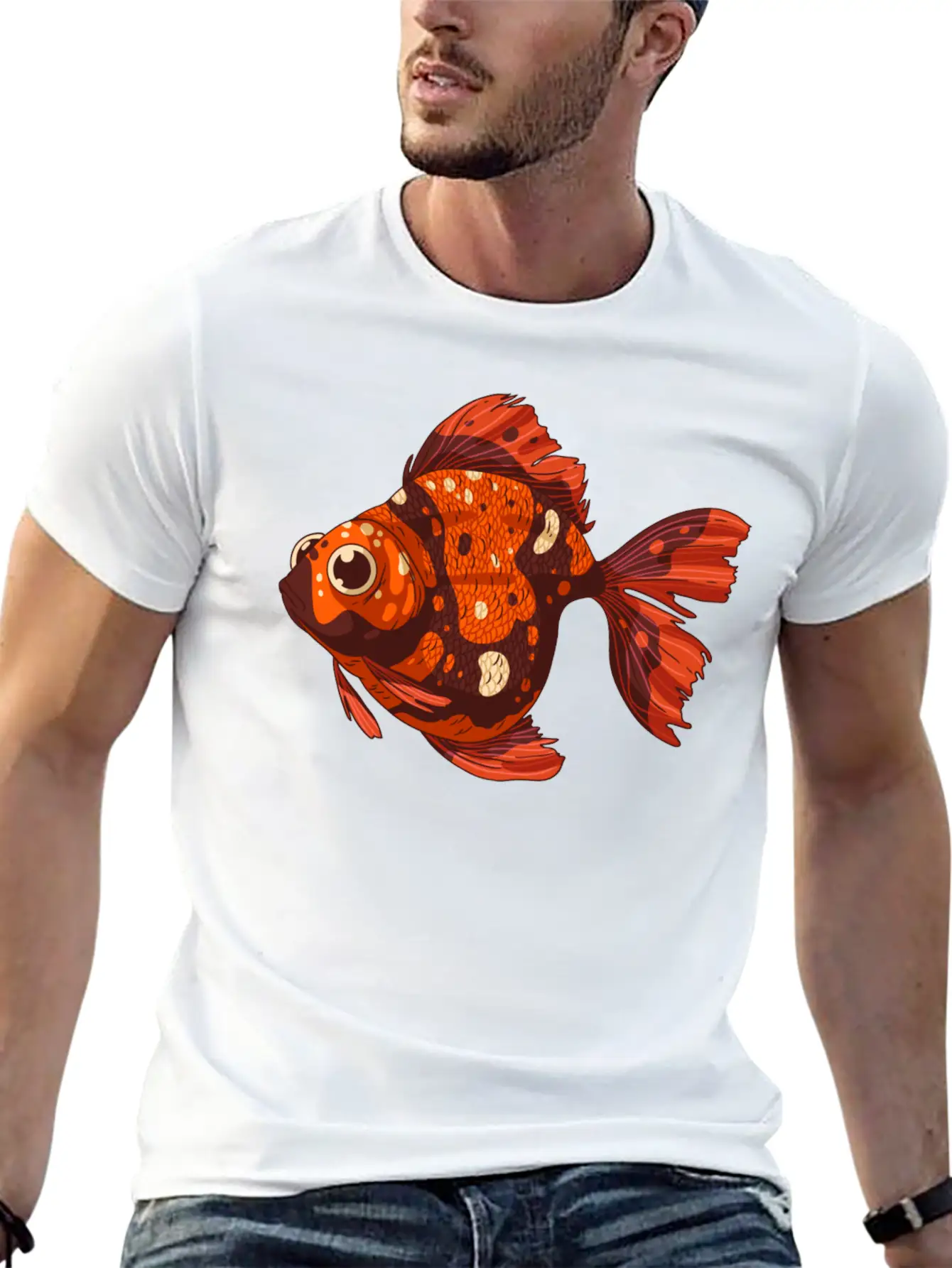 Gold Fish Unisex Short Sleeve Soft Cotton T-Shirt – Casual Everyday Wear