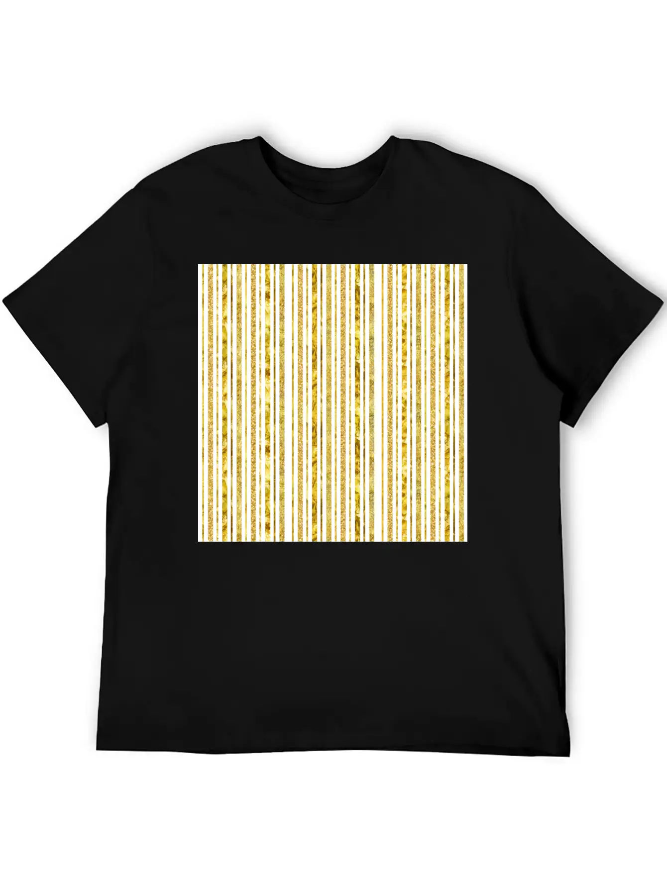 Gold Glitter Foil Stripes Timeless Short Sleeve Tee – Comfy And Minimalist Design