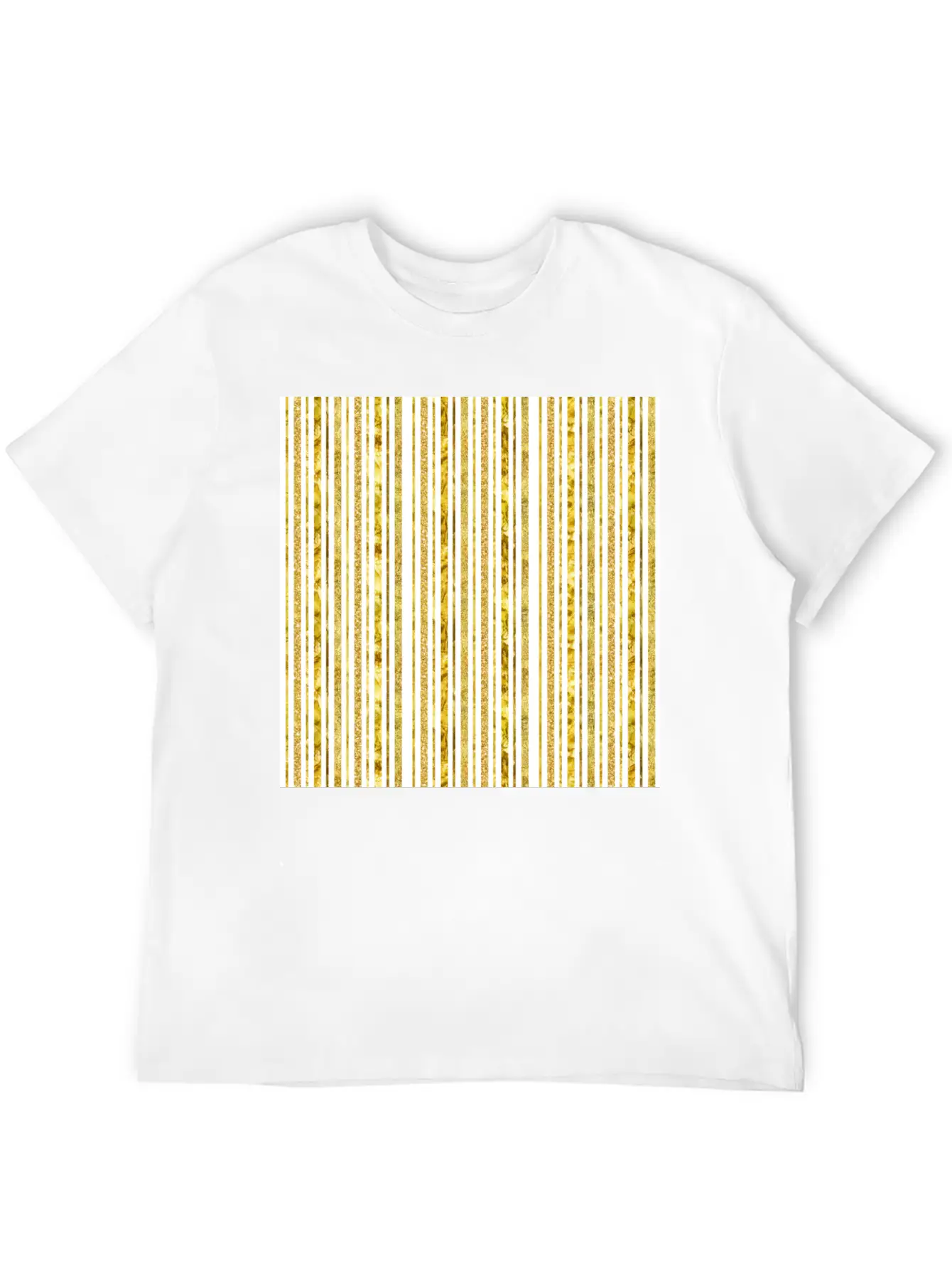 Gold Glitter Foil Stripes Timeless Short Sleeve Tee – Comfy And Minimalist Design
