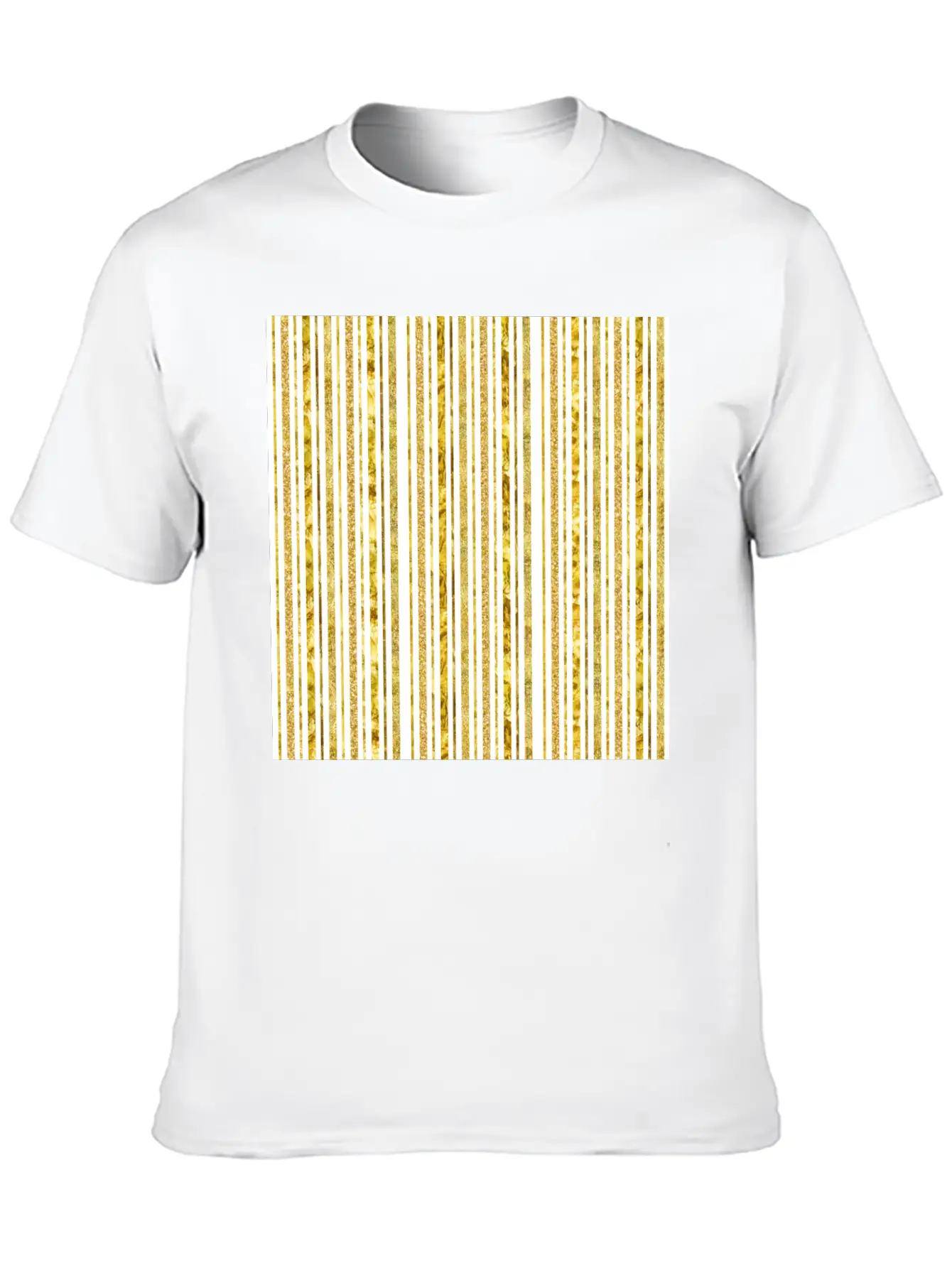 Gold Glitter Foil Stripes Timeless Short Sleeve Tee – Comfy And Minimalist Design