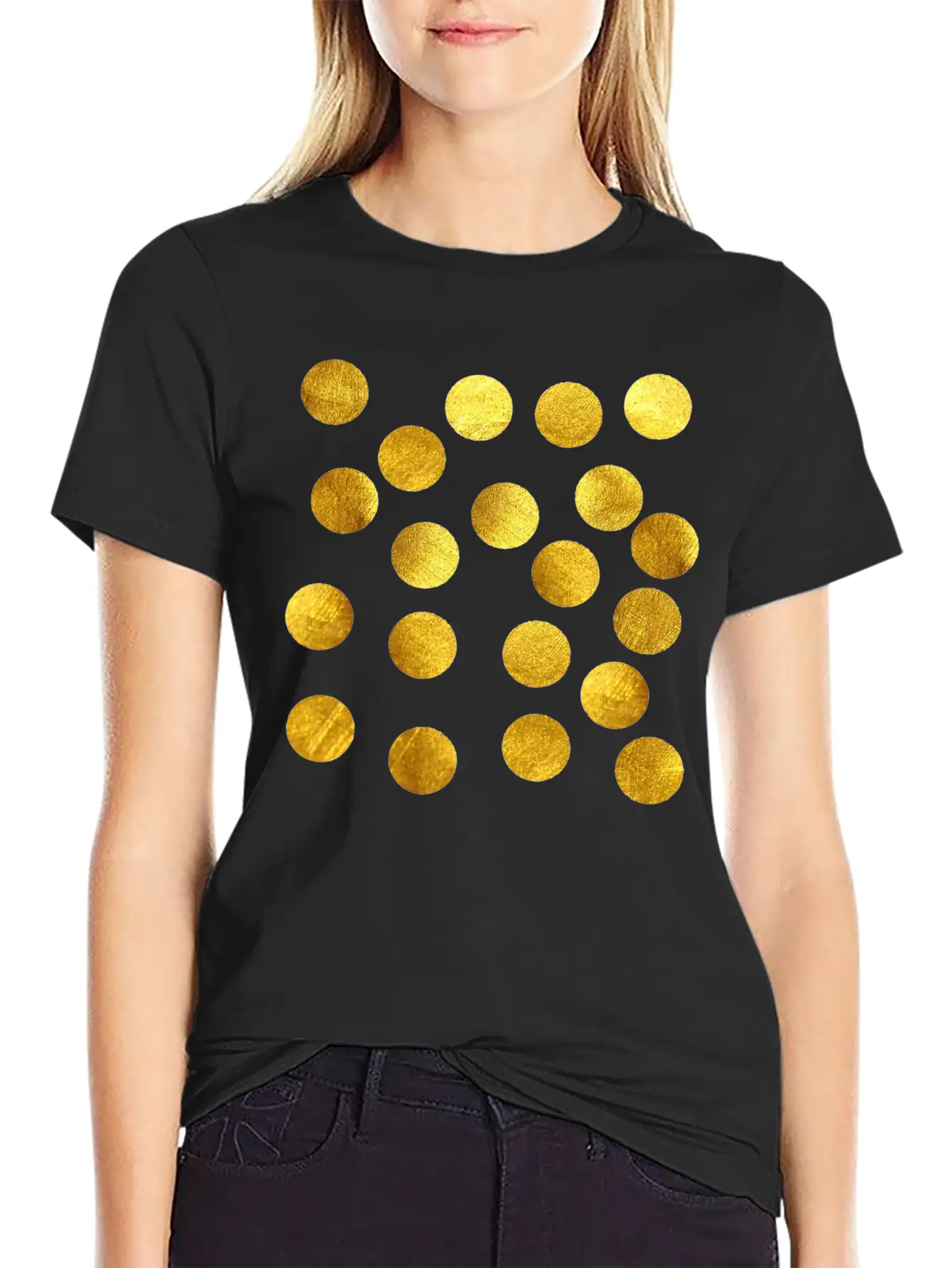 Gold Glitter Unisex Short Sleeve Soft Cotton T-Shirt – Casual Everyday Wear