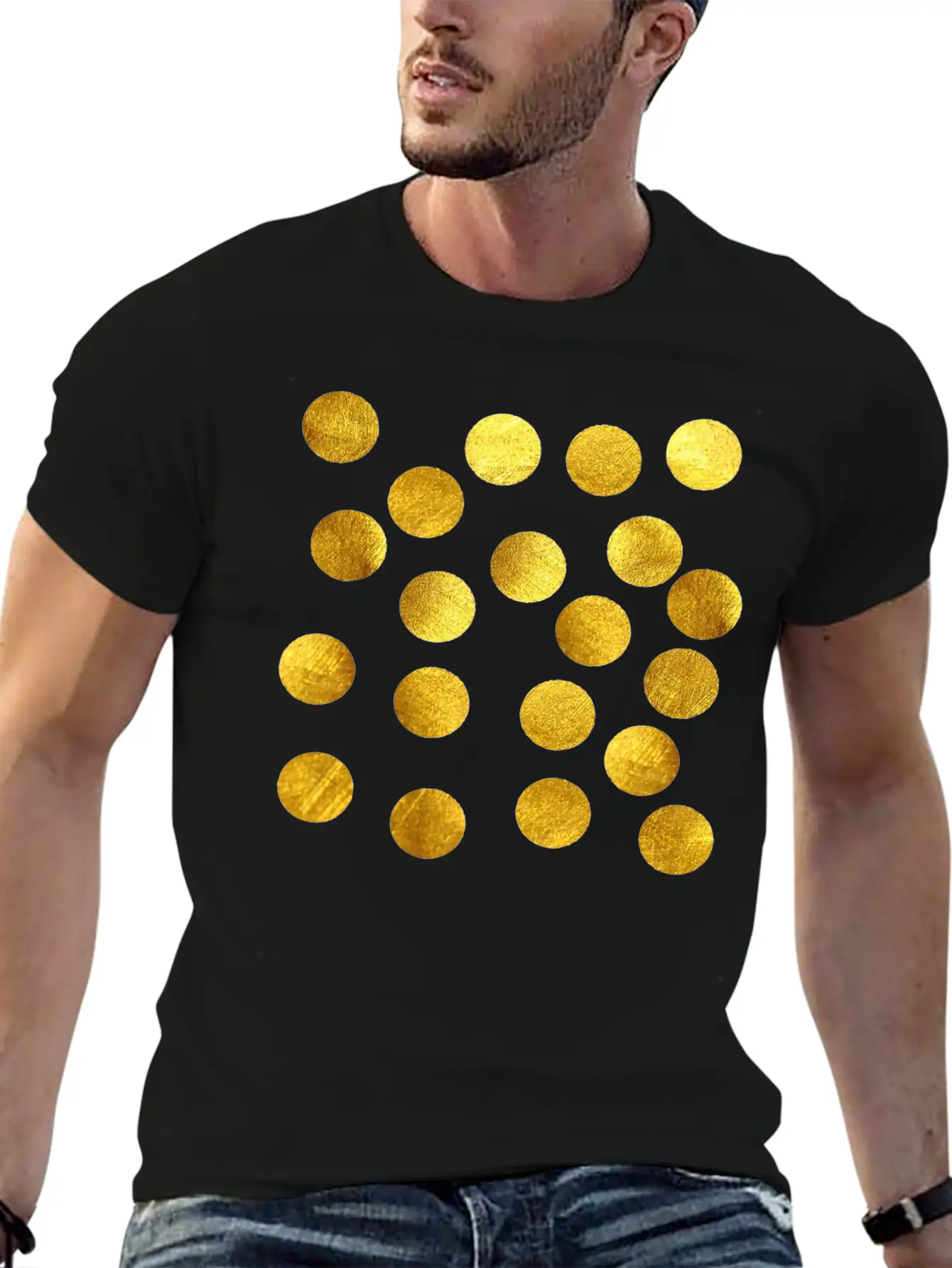 Gold Glitter Unisex Short Sleeve Soft Cotton T-Shirt – Casual Everyday Wear