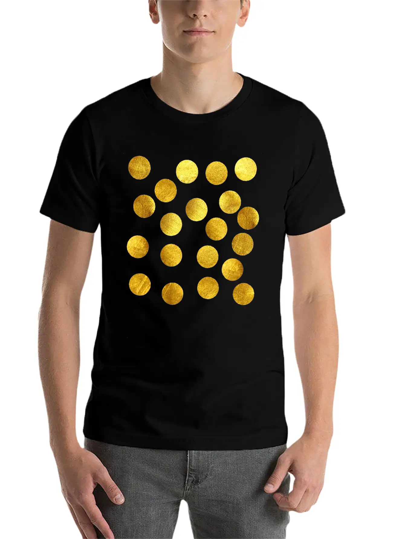 Gold Glitter Unisex Short Sleeve Soft Cotton T-Shirt – Casual Everyday Wear