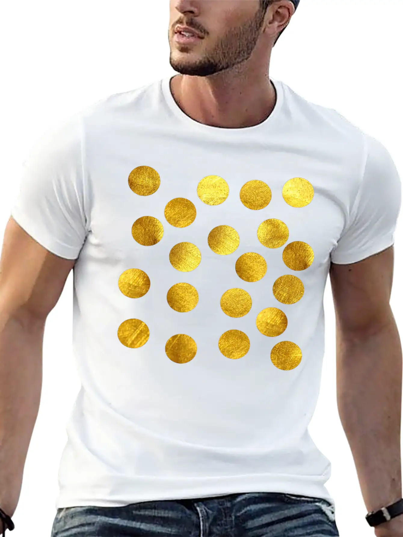 Gold Glitter Unisex Short Sleeve Soft Cotton T-Shirt – Casual Everyday Wear