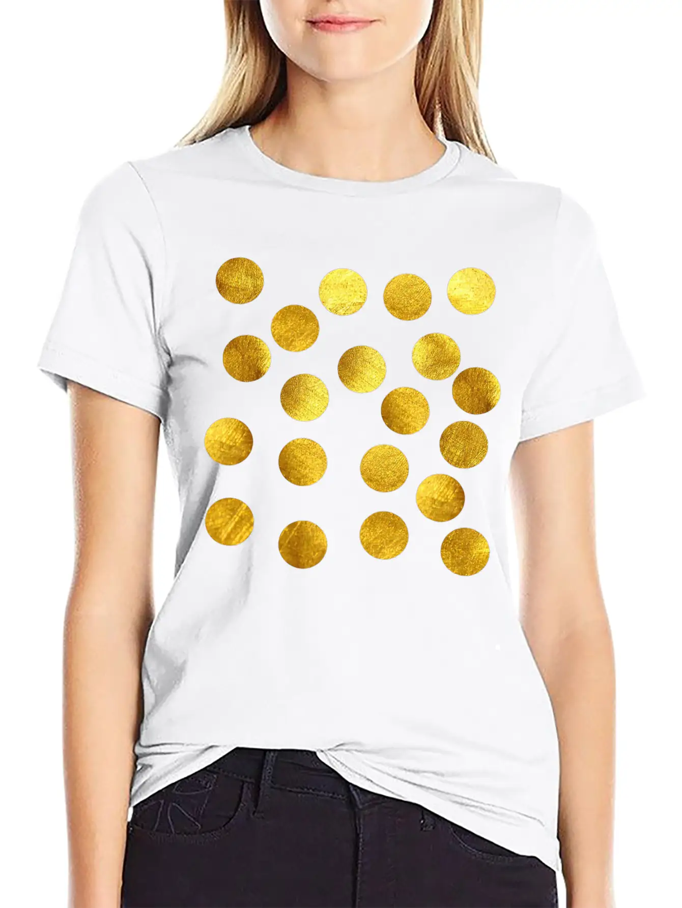Gold Glitter Unisex Short Sleeve Soft Cotton T-Shirt – Casual Everyday Wear
