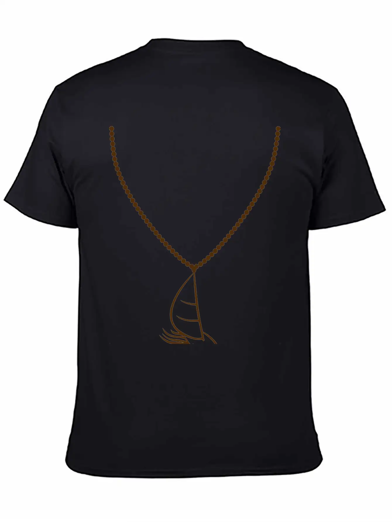 Gold Necklace Jewelry Sea Waves Boat Sailing Ship Stylish Everyday T-Shirt – Unisex Basic Cotton Tee