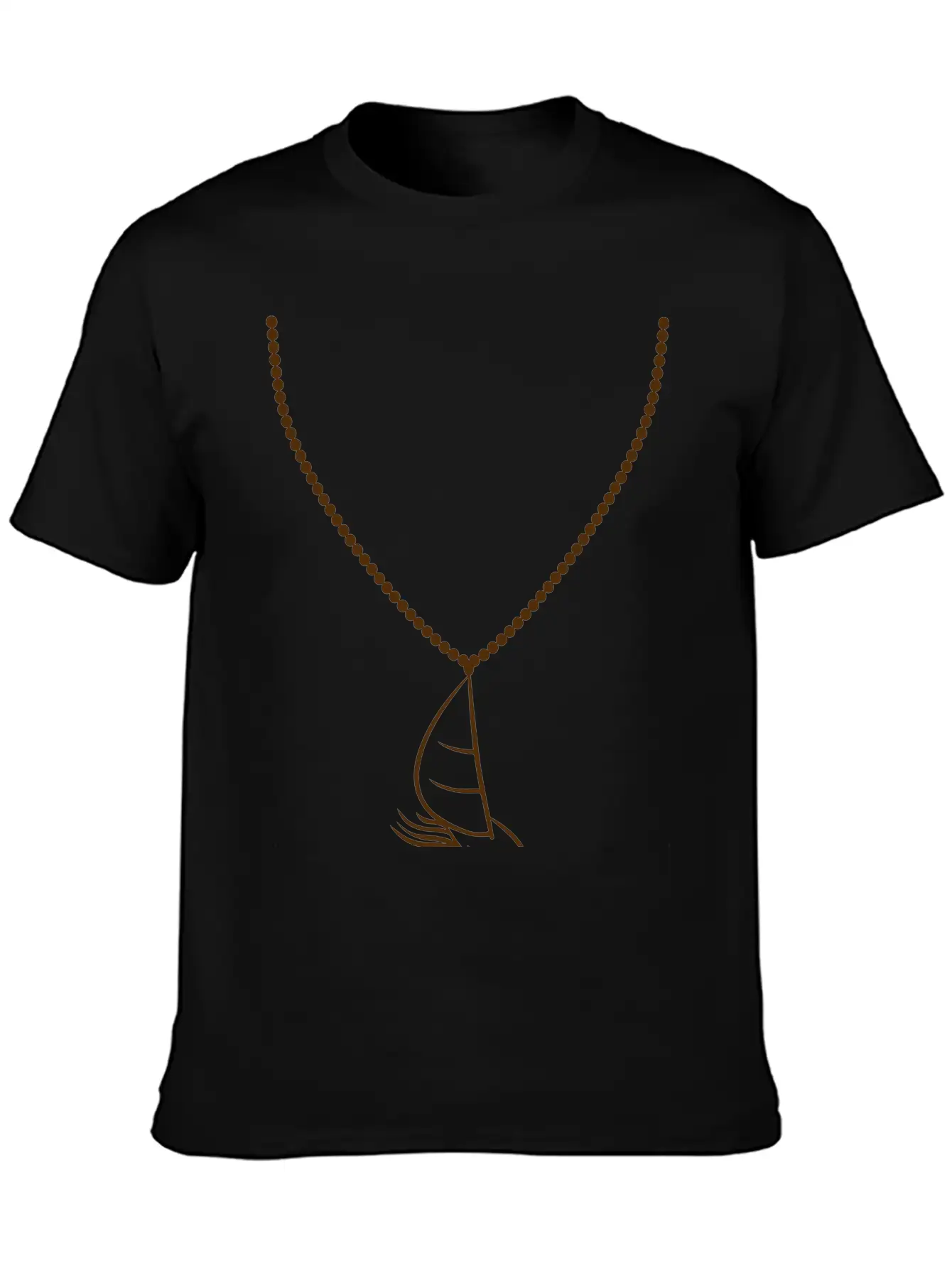 Gold Necklace Jewelry Sea Waves Boat Sailing Ship Stylish Everyday T-Shirt – Unisex Basic Cotton Tee