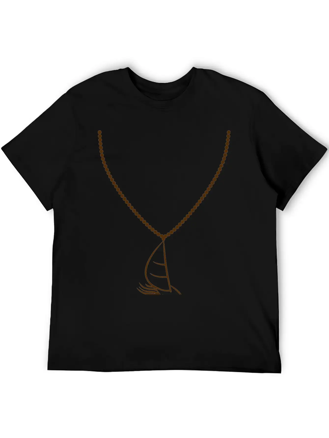 Gold Necklace Jewelry Sea Waves Boat Sailing Ship Stylish Everyday T-Shirt – Unisex Basic Cotton Tee