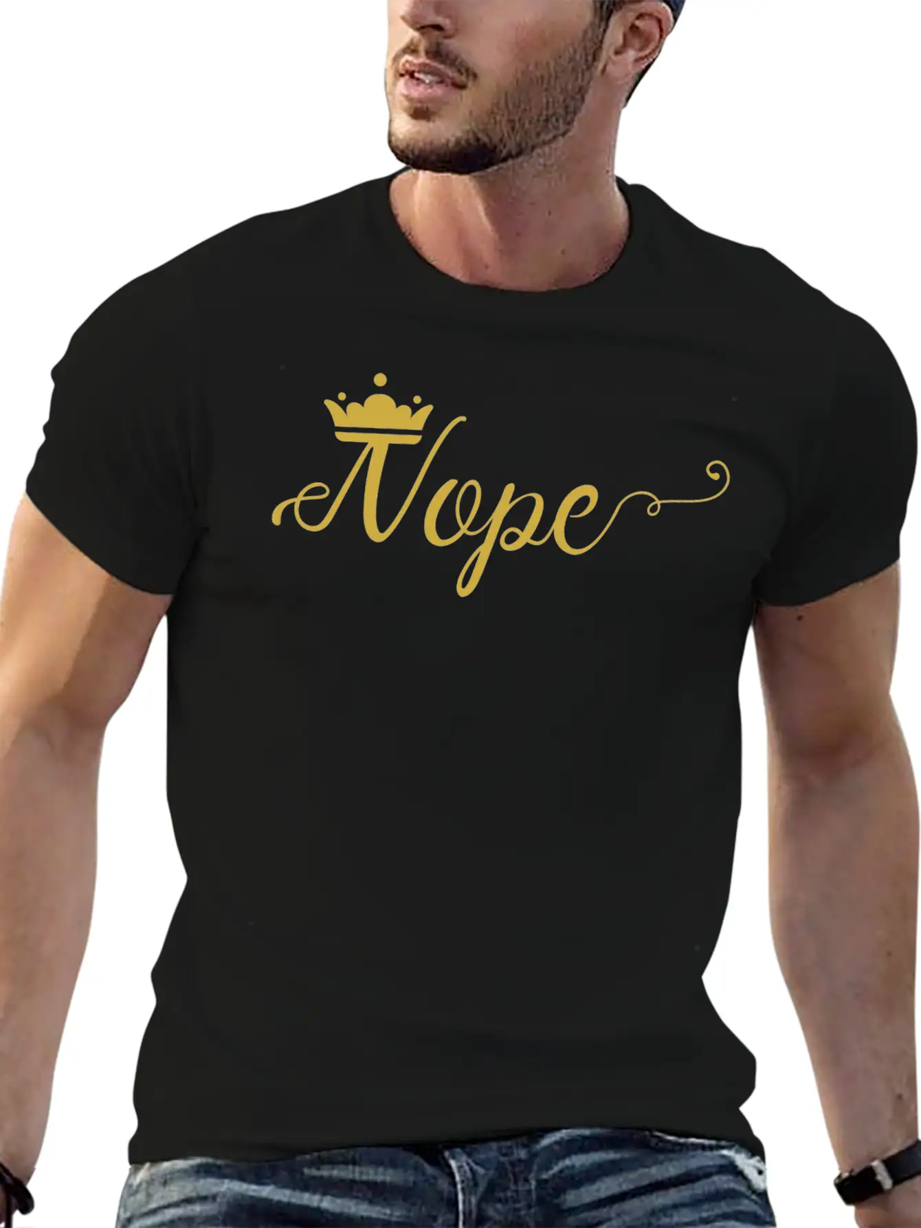 Gold Nope Comfortable Minimalist Graphic Tee – Summer Style Essential