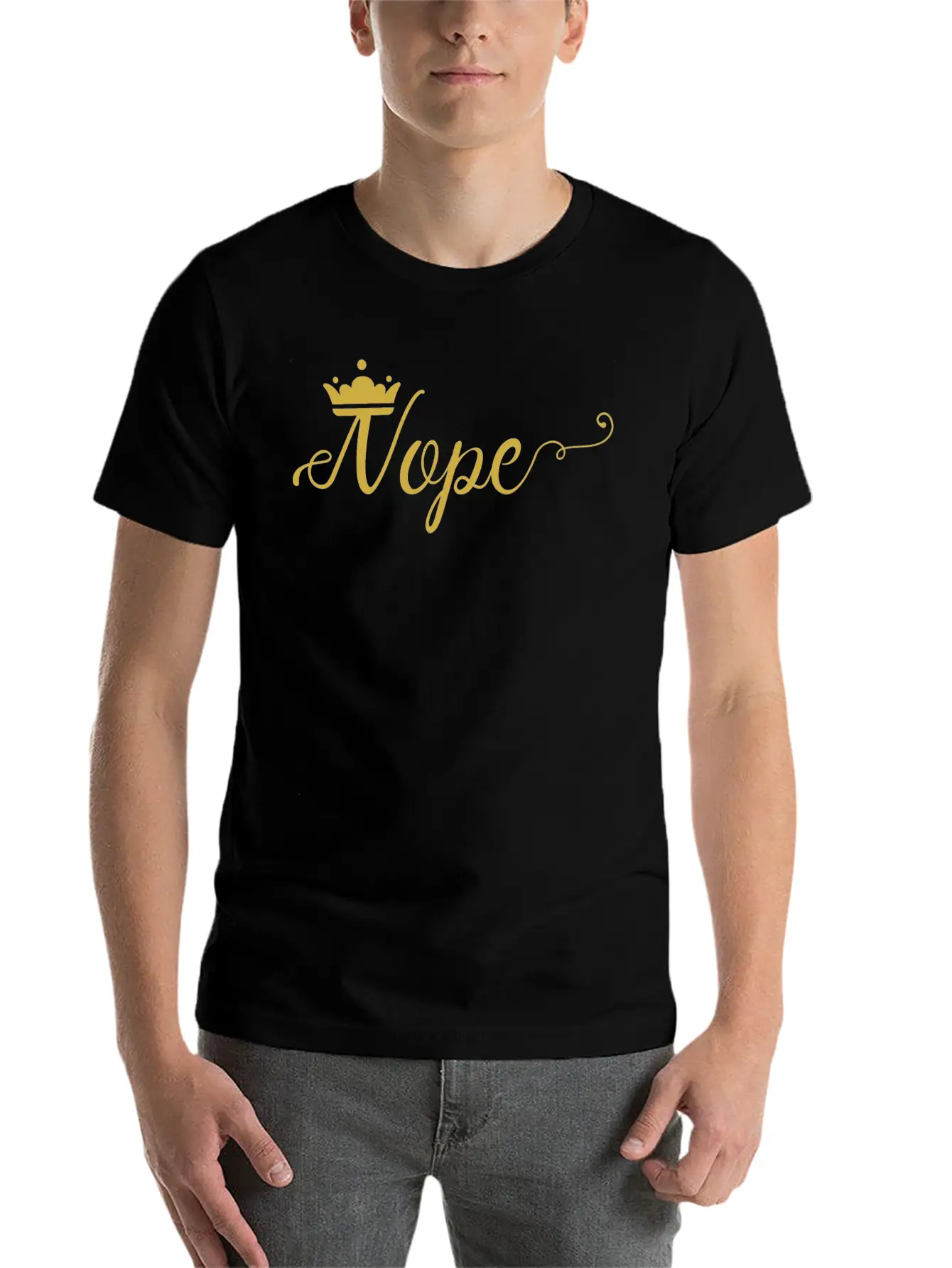 Gold Nope Comfortable Minimalist Graphic Tee – Summer Style Essential
