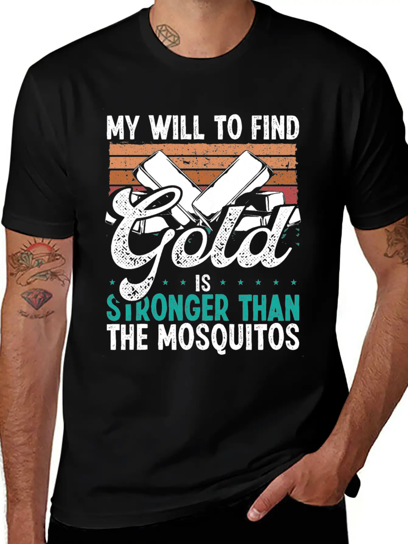 Gold Panner Will To Find Gold Prospector Mosquitos Unisex Short Sleeve Soft Cotton T-Shirt – Casual Everyday Wear