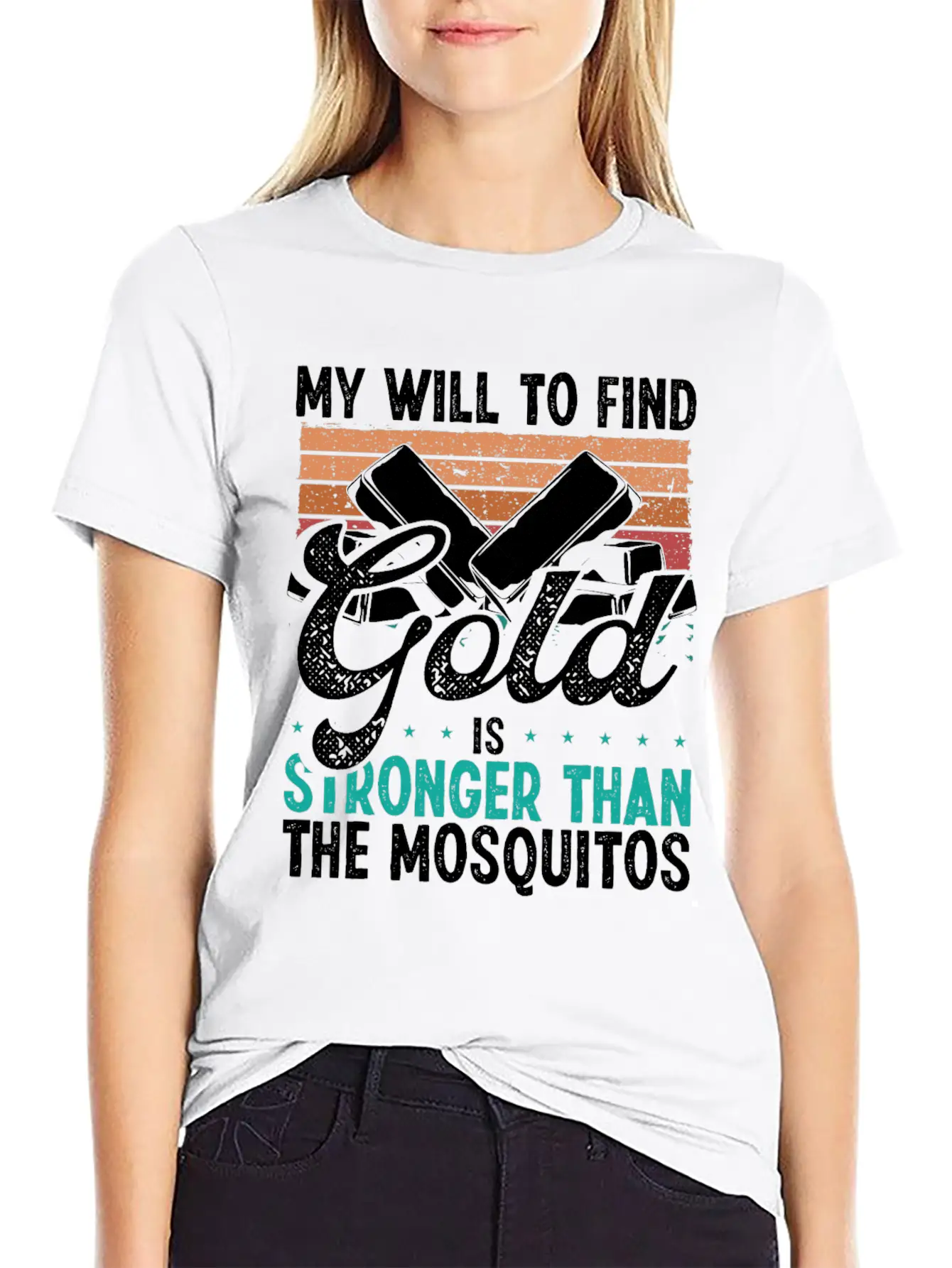 Gold Panner Will To Find Gold Prospector Mosquitos Unisex Short Sleeve Soft Cotton T-Shirt – Casual Everyday Wear