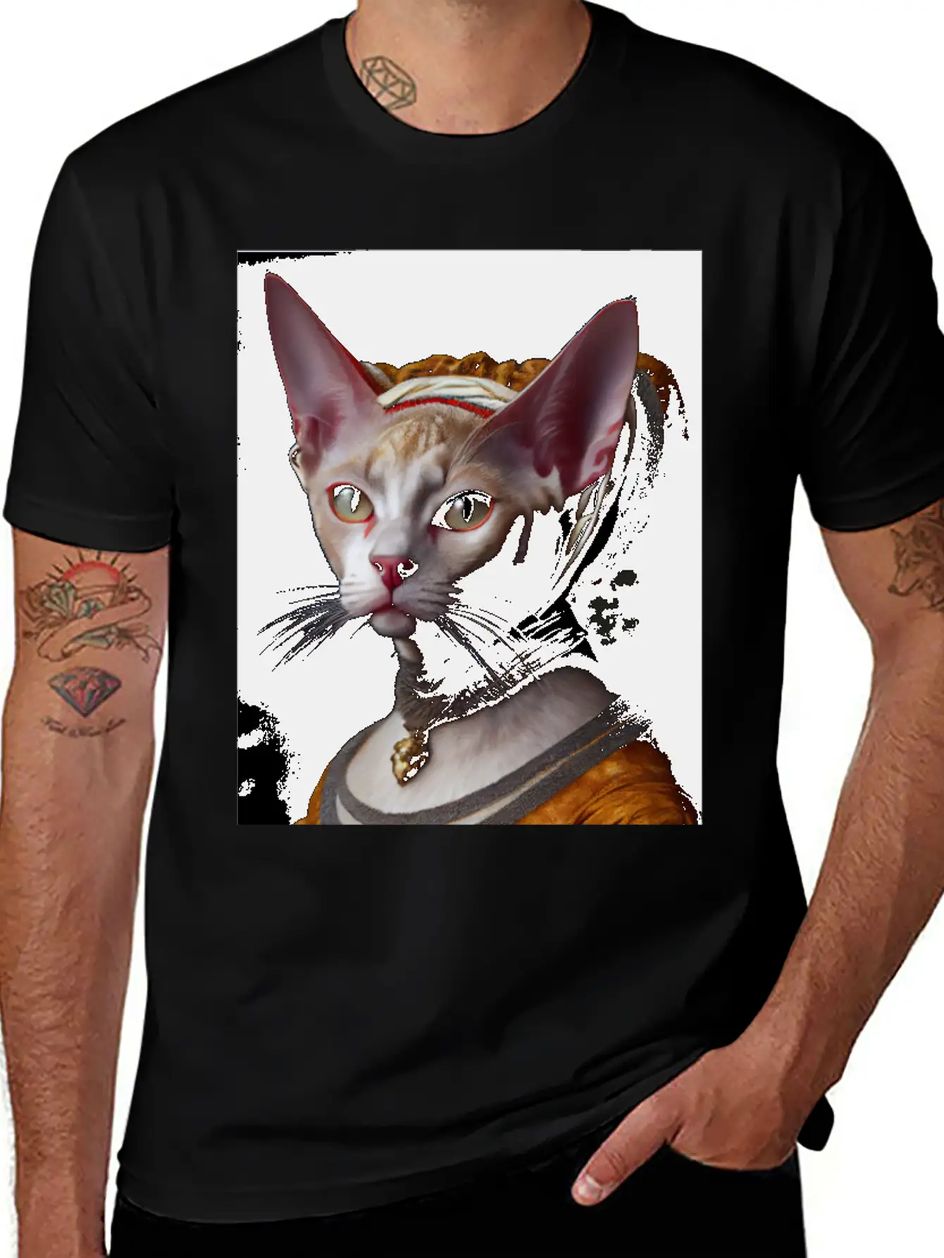 Gold Queen Devon Rex Cat Breed Portrait Royal Rena Timeless Short Sleeve Tee – Comfy And Minimalist Design