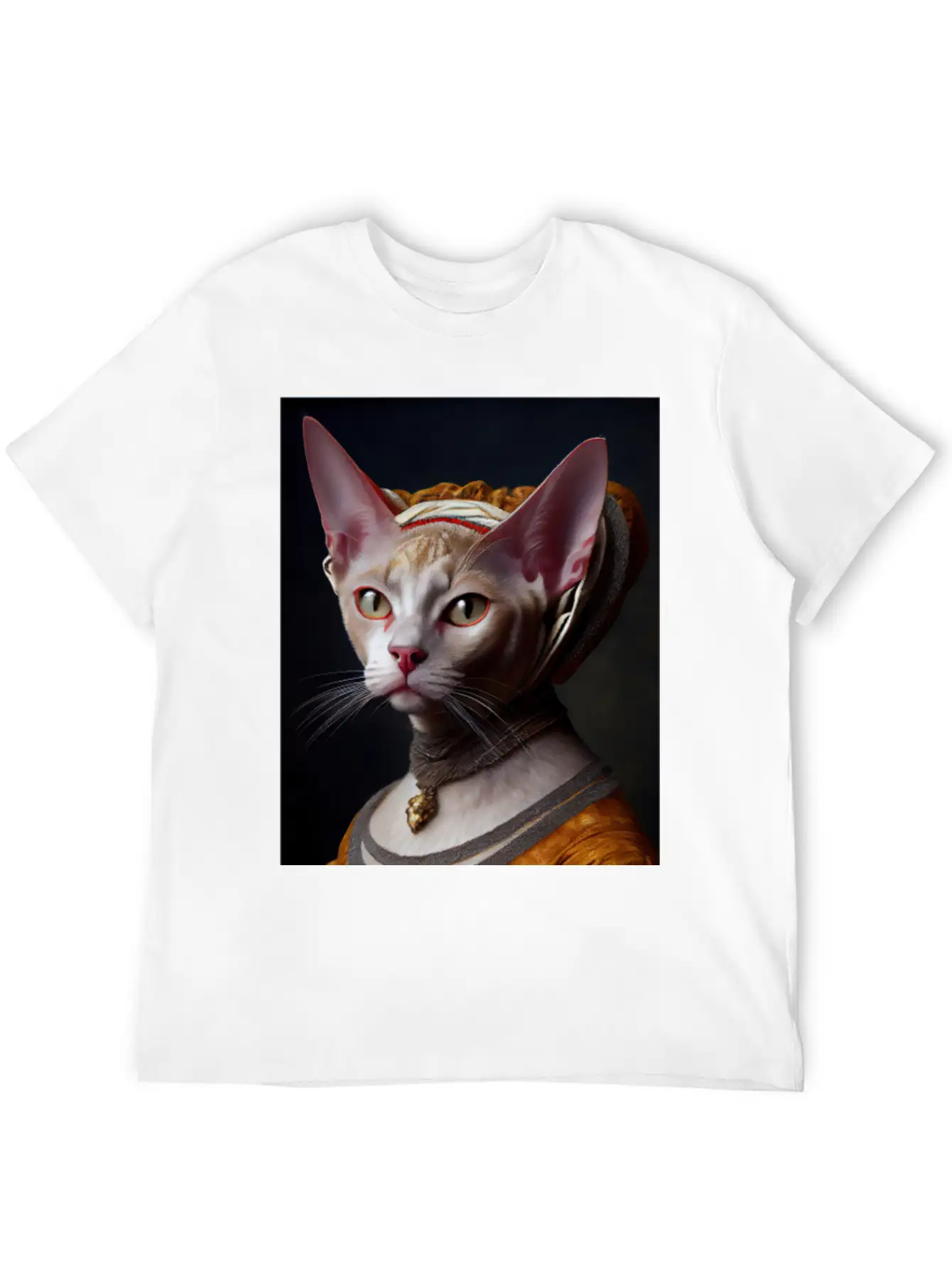 Gold Queen Devon Rex Cat Breed Portrait Royal Rena Timeless Short Sleeve Tee – Comfy And Minimalist Design