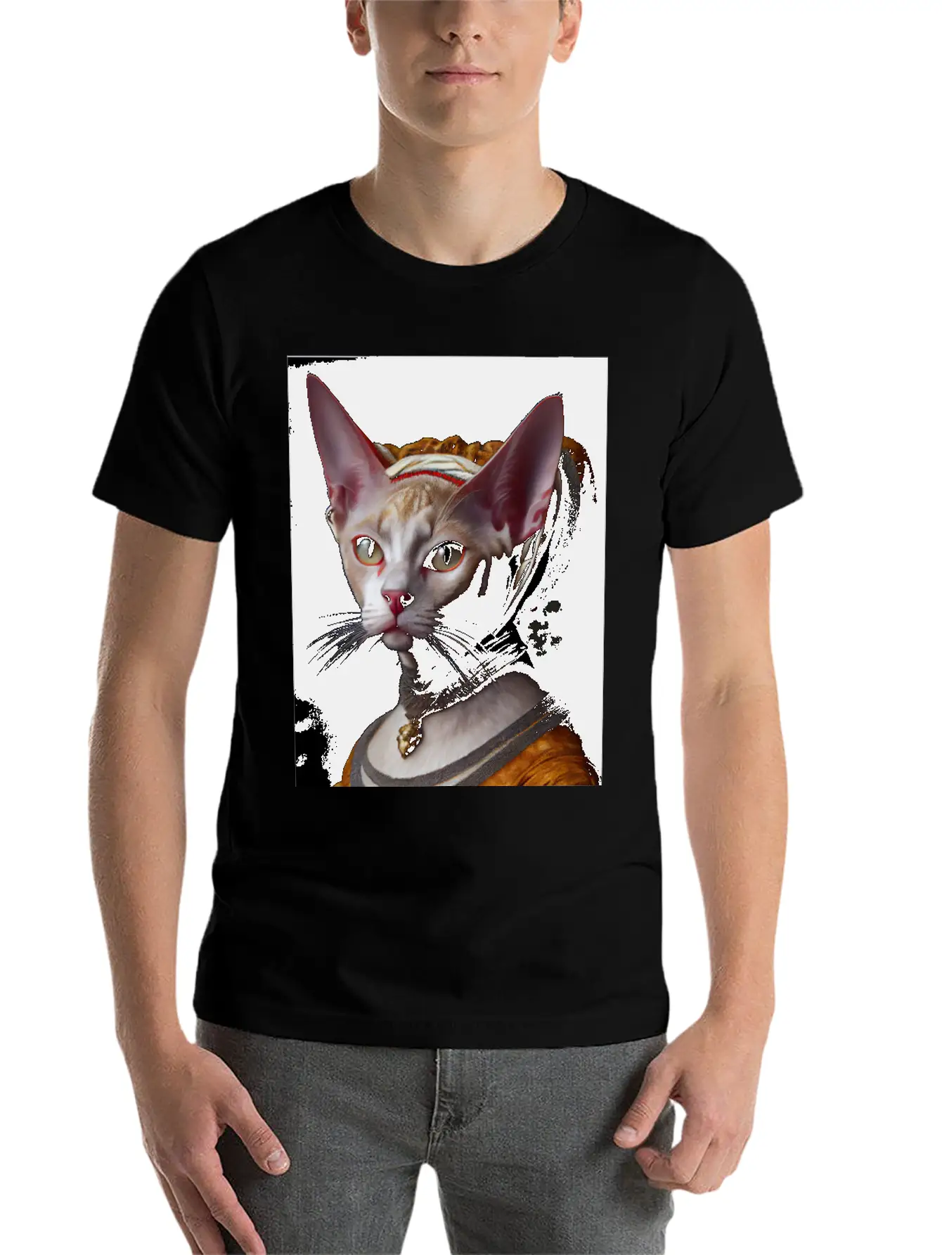 Gold Queen Devon Rex Cat Breed Portrait Royal Rena Timeless Short Sleeve Tee – Comfy And Minimalist Design