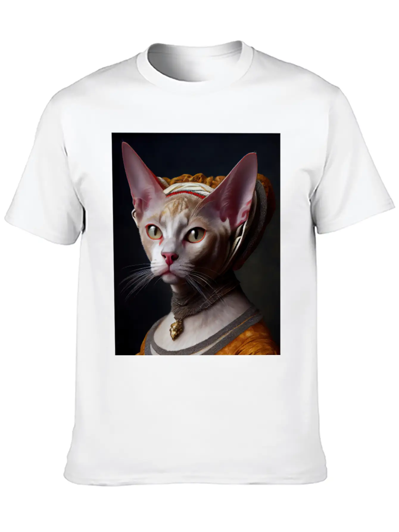 Gold Queen Devon Rex Cat Breed Portrait Royal Rena Timeless Short Sleeve Tee – Comfy And Minimalist Design