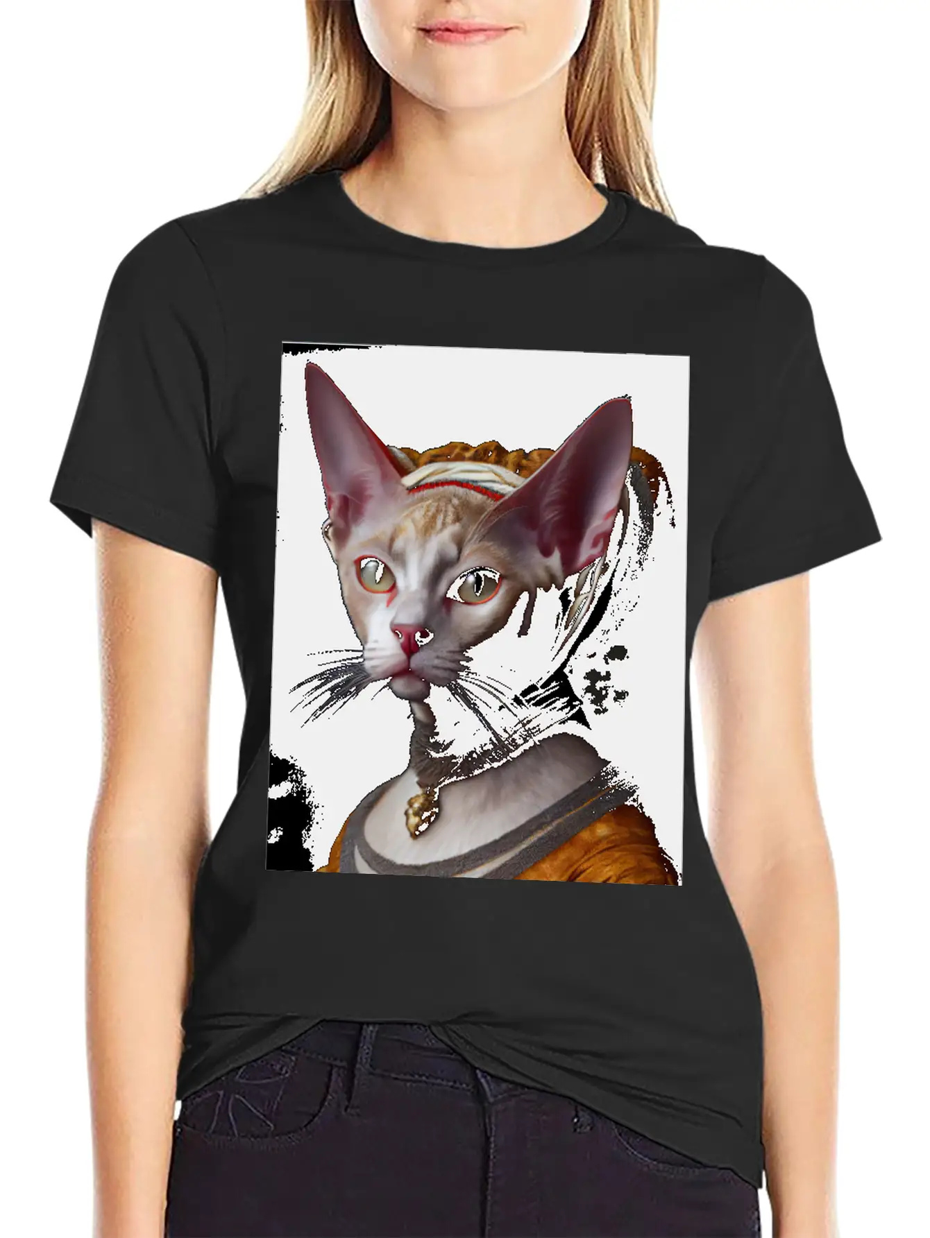 Gold Queen Devon Rex Cat Breed Portrait Royal Rena Timeless Short Sleeve Tee – Comfy And Minimalist Design