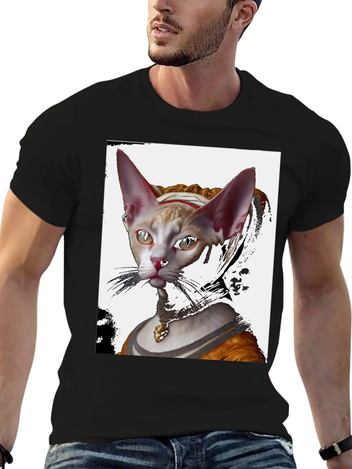 Gold Queen Devon Rex Cat Breed Portrait Royal Rena Timeless Short Sleeve Tee – Comfy And Minimalist Design