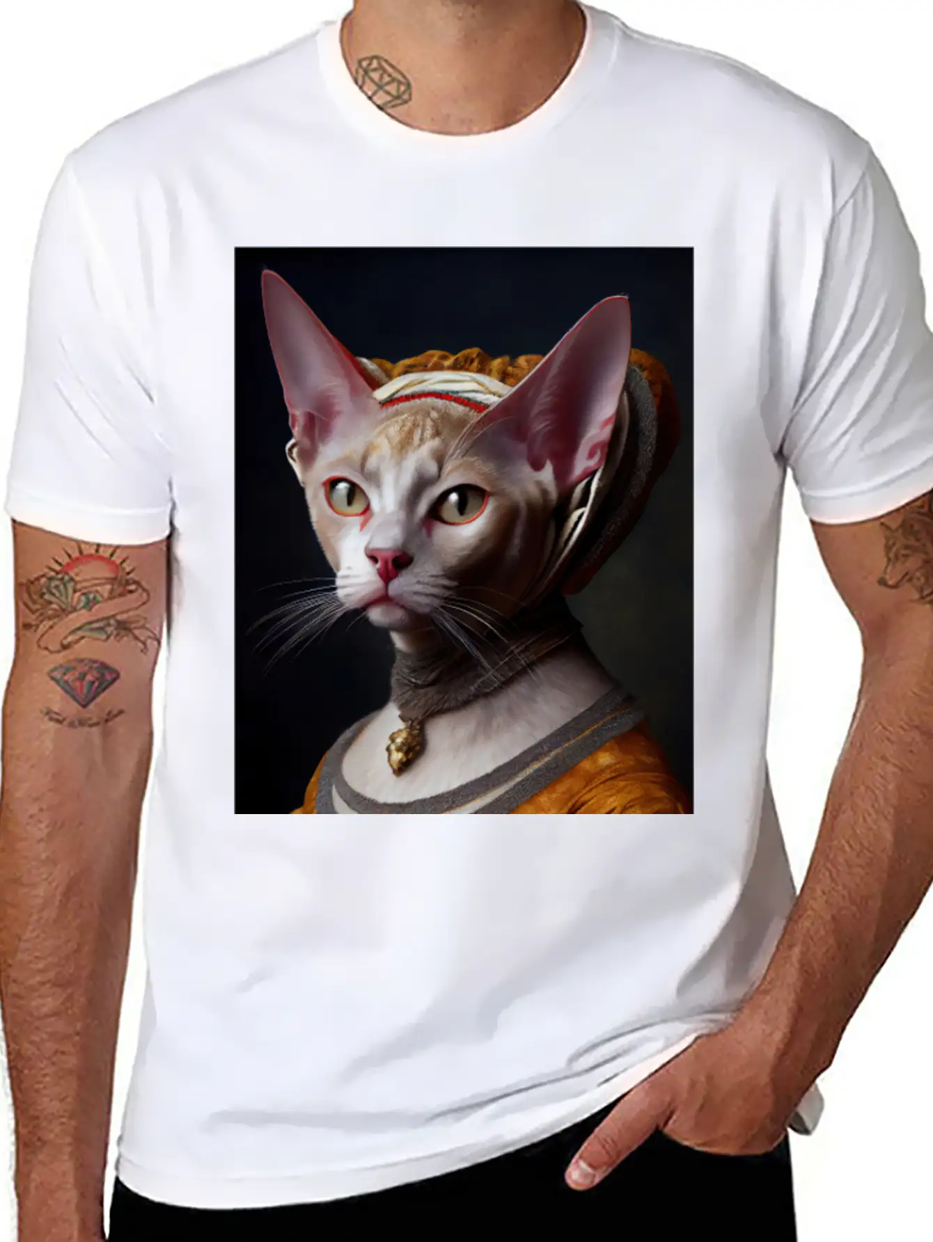 Gold Queen Devon Rex Cat Breed Portrait Royal Rena Timeless Short Sleeve Tee – Comfy And Minimalist Design