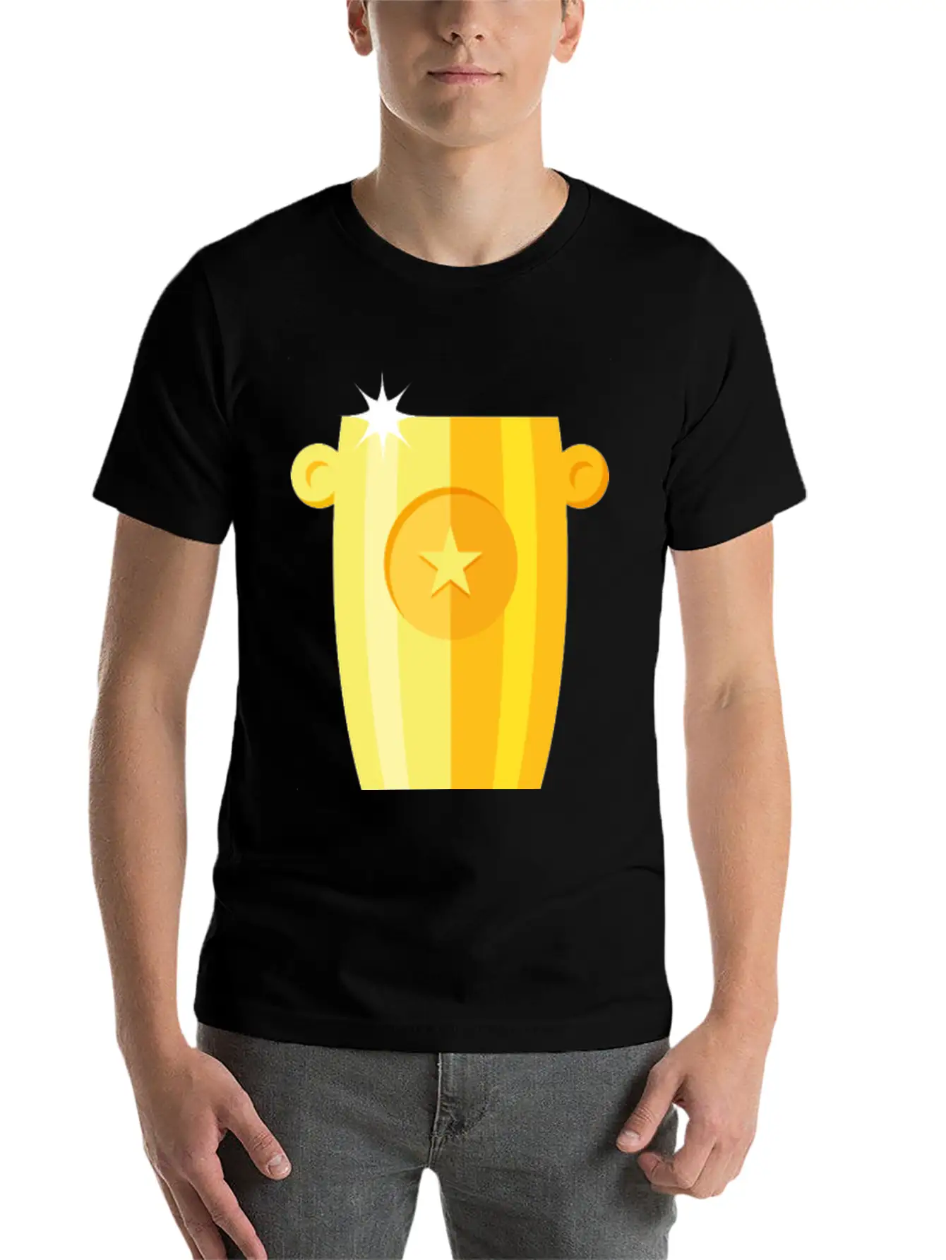 Gold Trophy Unisex Short Sleeve Soft Cotton T-Shirt – Casual Everyday Wear