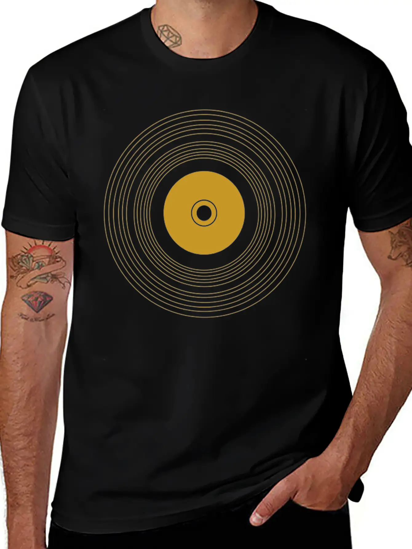 Gold Vinyl Record Stylish Everyday T-Shirt – Unisex Basic Cotton Tee