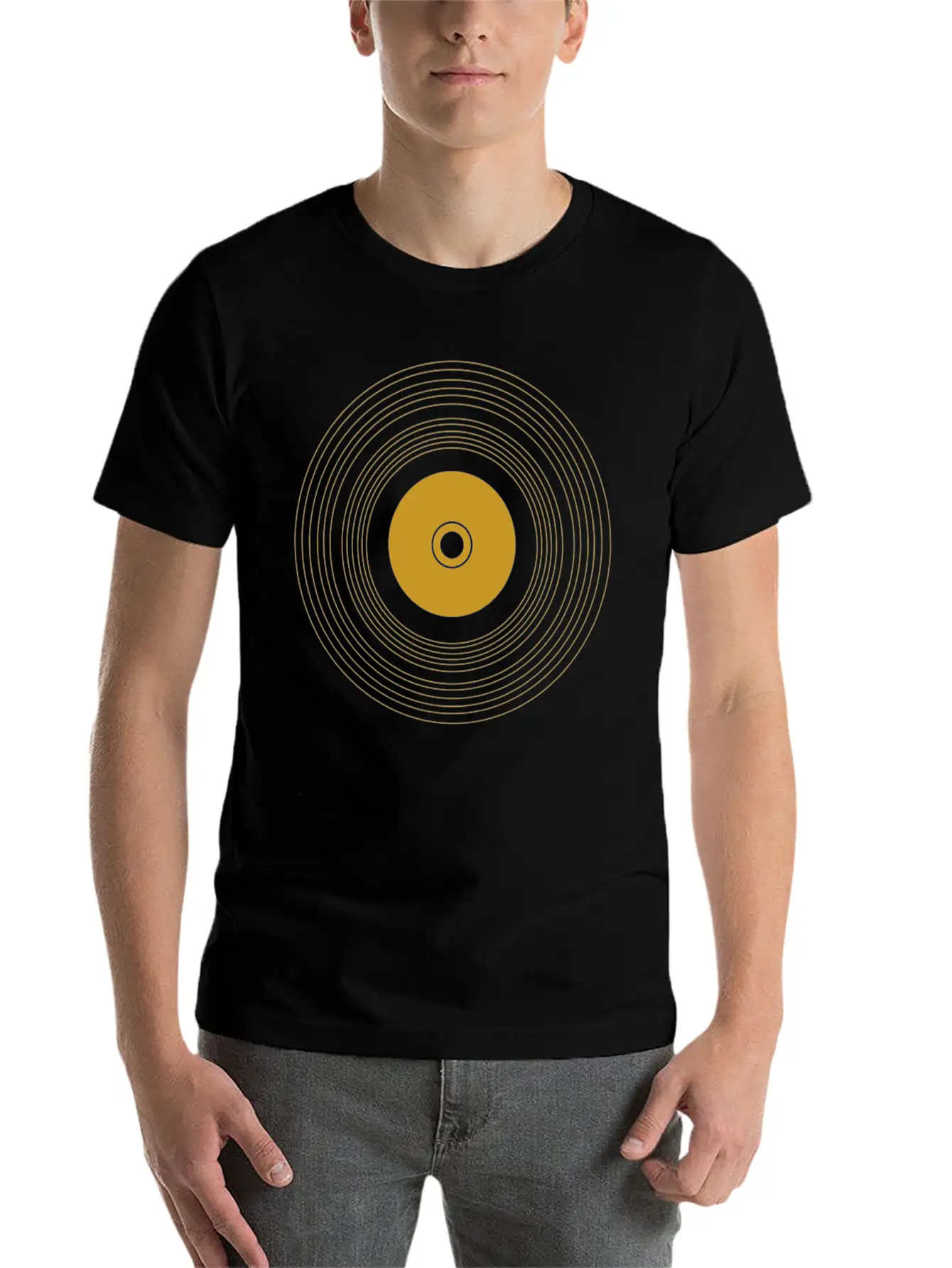 Gold Vinyl Record Stylish Everyday T-Shirt – Unisex Basic Cotton Tee