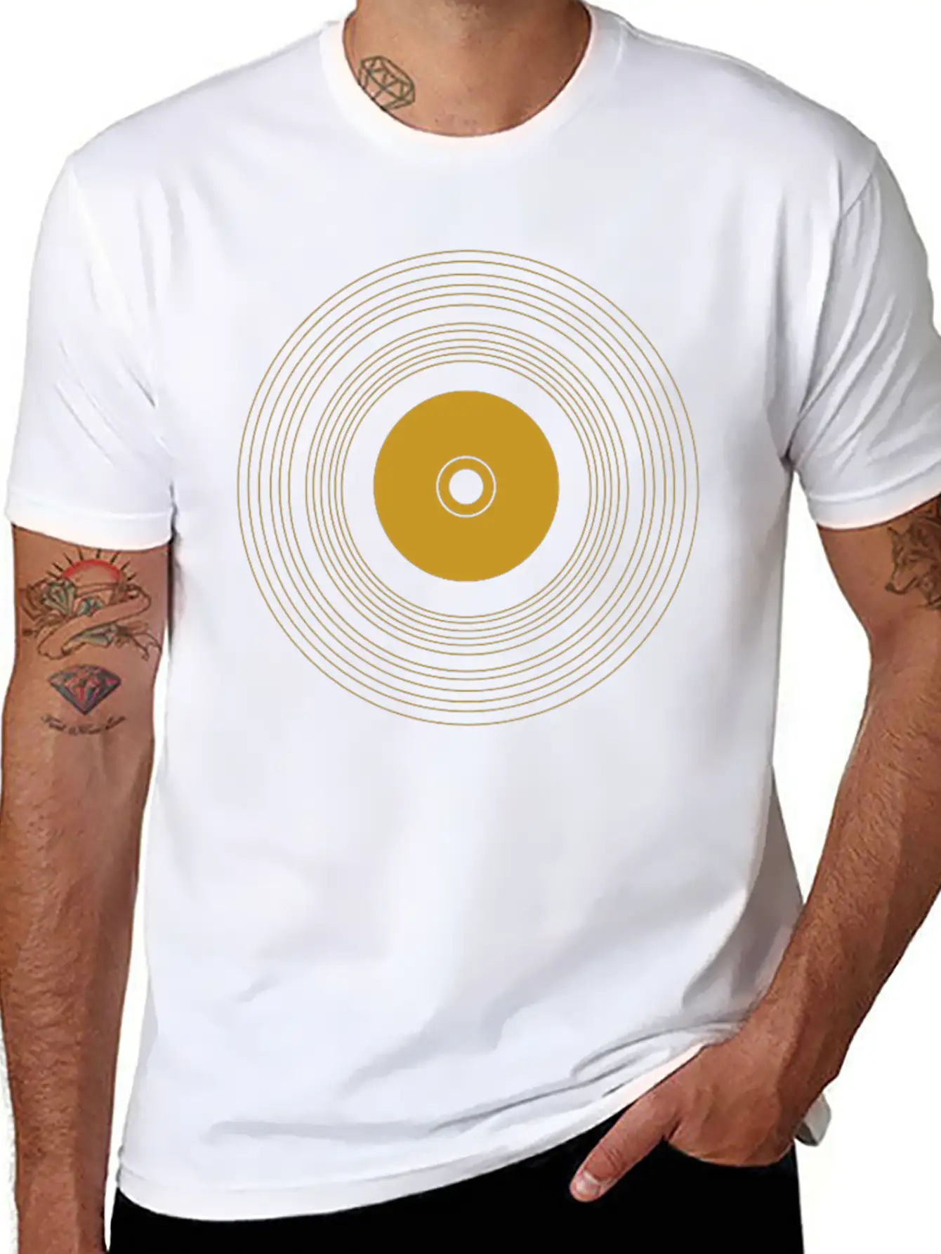 Gold Vinyl Record Stylish Everyday T-Shirt – Unisex Basic Cotton Tee