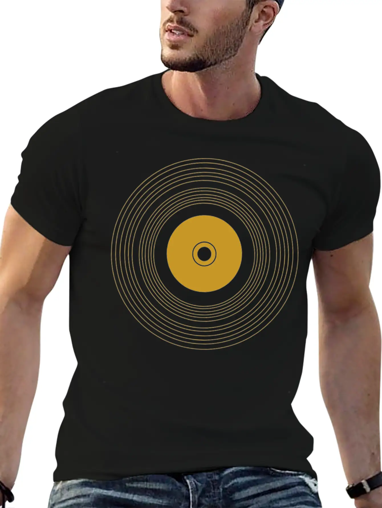 Gold Vinyl Record Stylish Everyday T-Shirt – Unisex Basic Cotton Tee