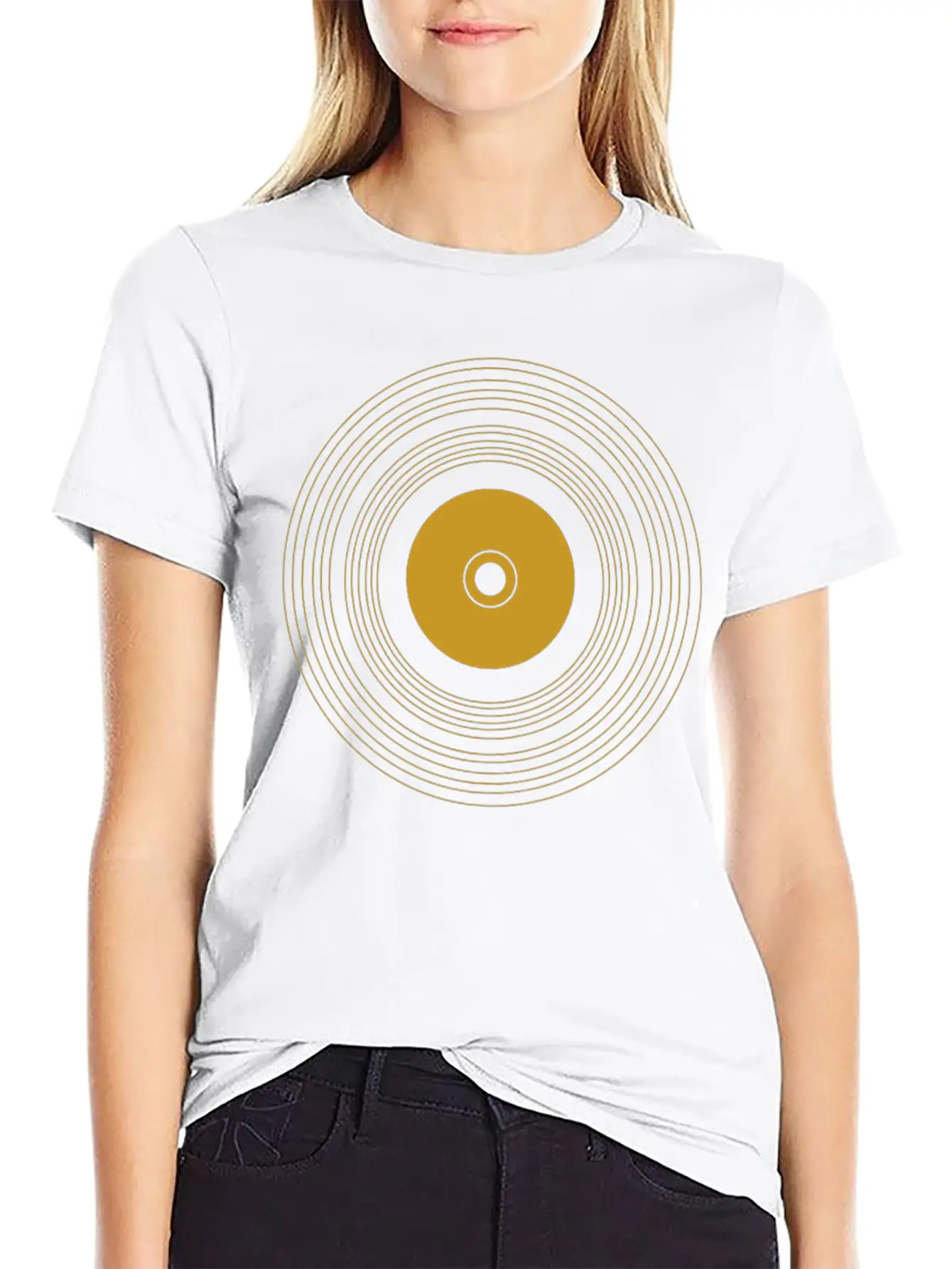 Gold Vinyl Record Stylish Everyday T-Shirt – Unisex Basic Cotton Tee
