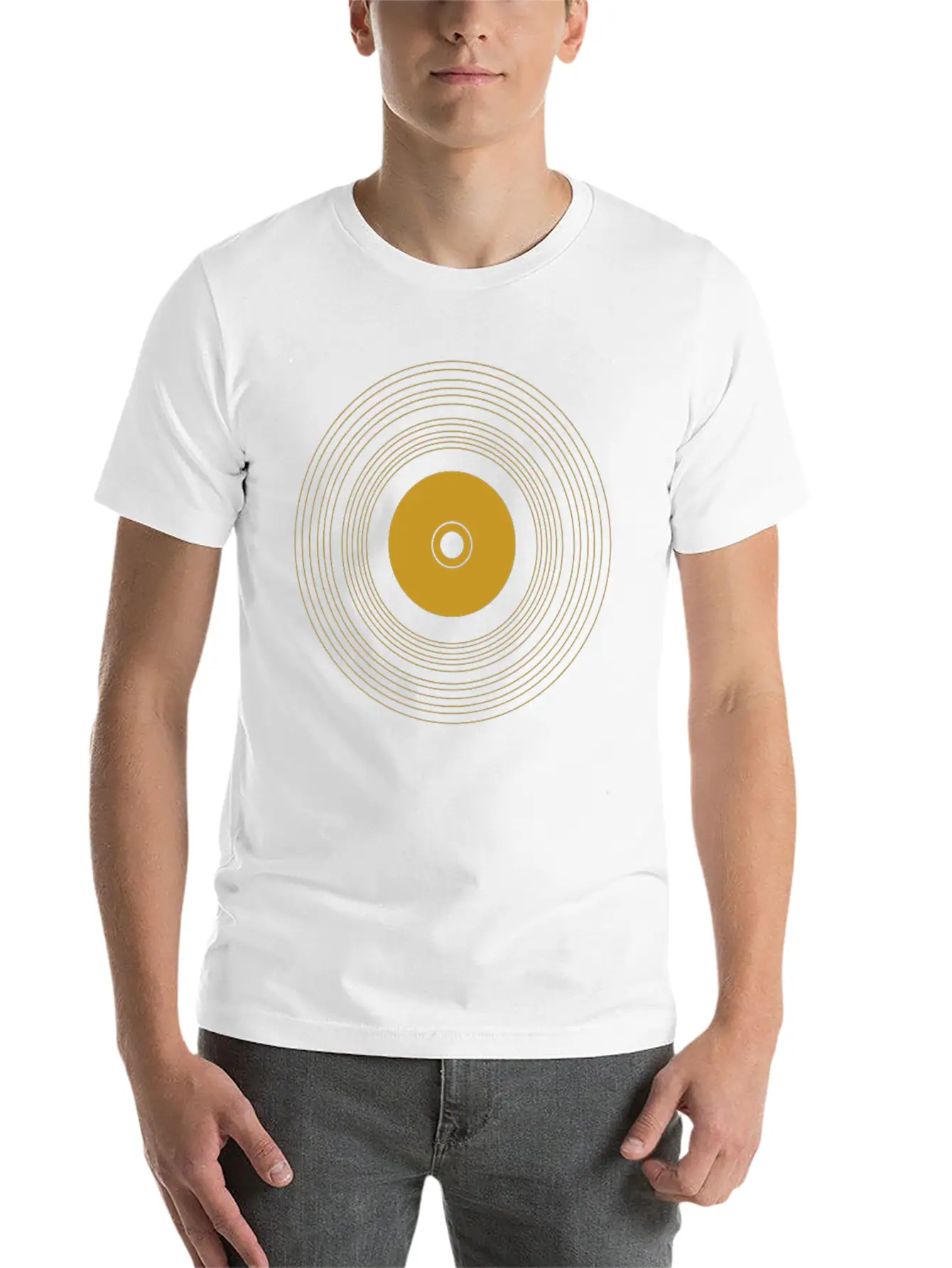 Gold Vinyl Record Stylish Everyday T-Shirt – Unisex Basic Cotton Tee