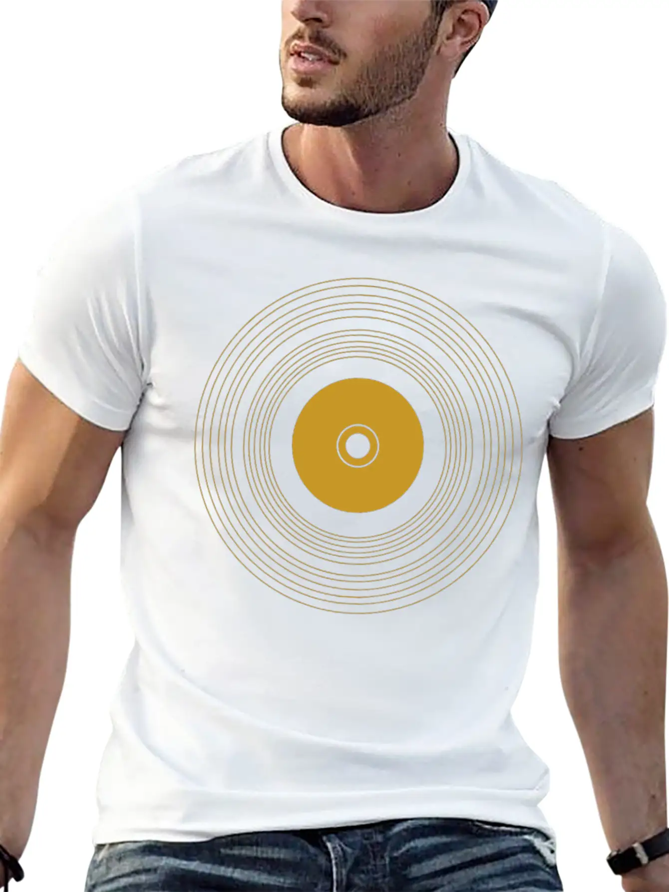 Gold Vinyl Record Stylish Everyday T-Shirt – Unisex Basic Cotton Tee