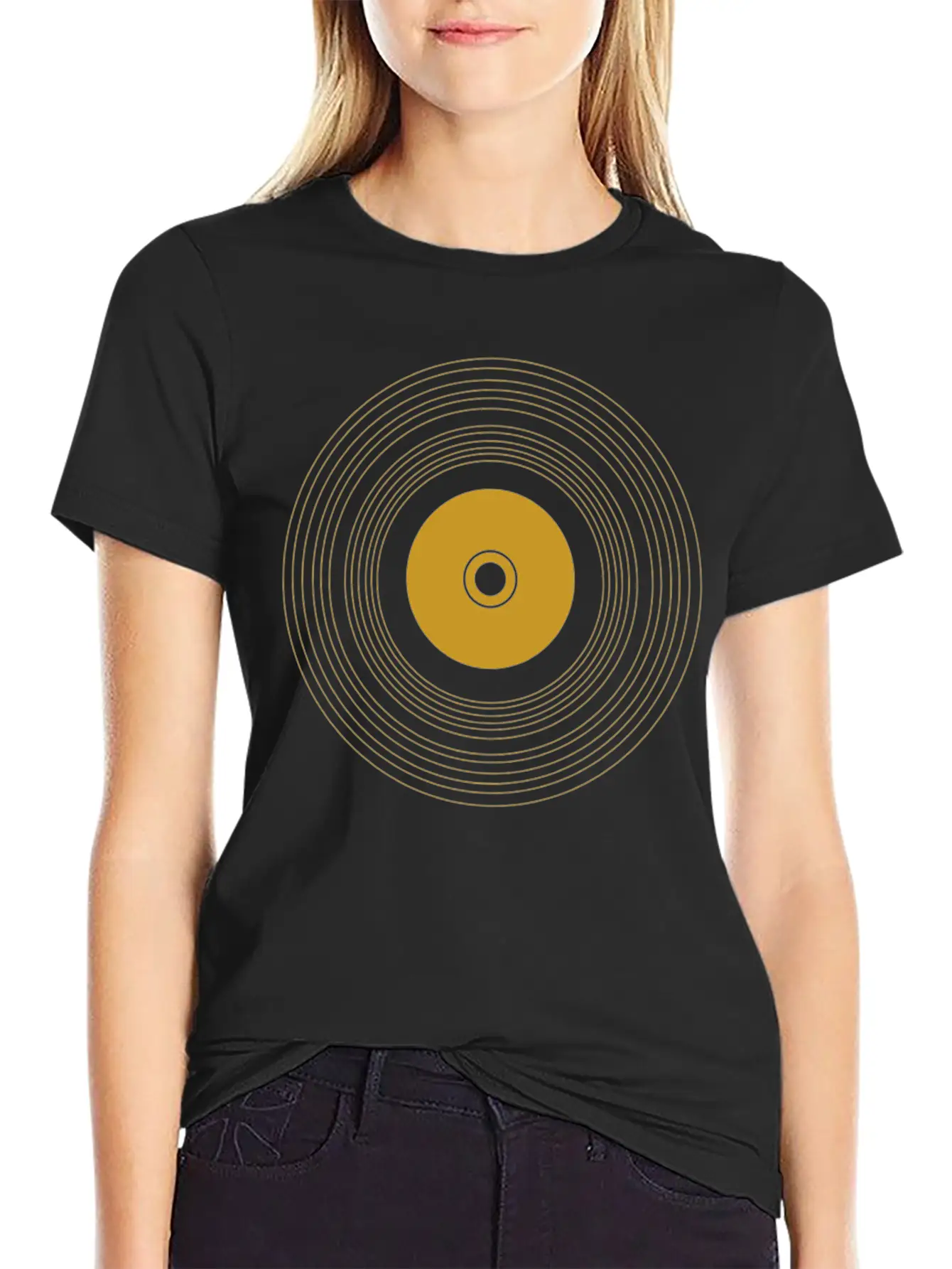 Gold Vinyl Record Stylish Everyday T-Shirt – Unisex Basic Cotton Tee