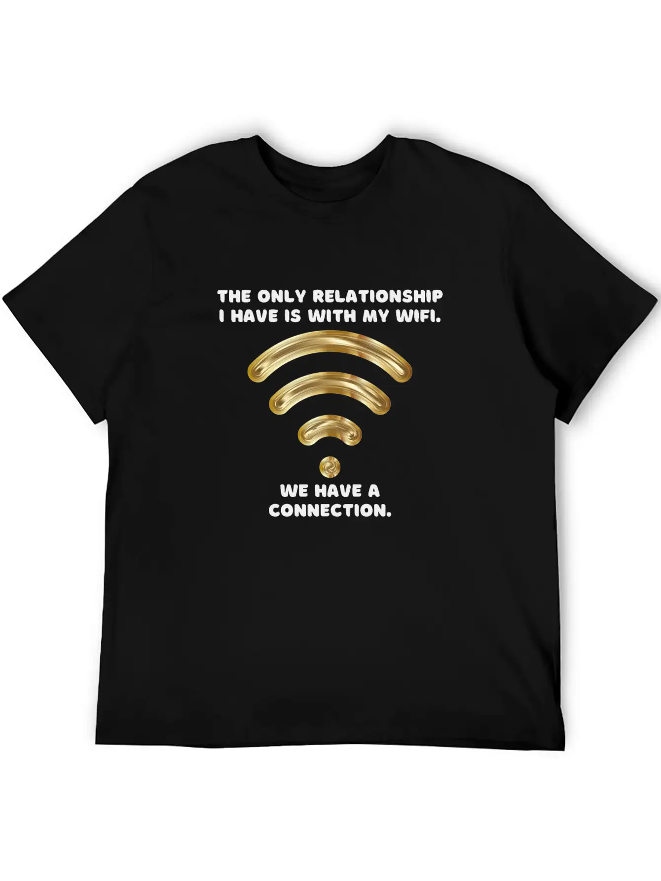 Gold Wifi Unisex Short Sleeve Soft Cotton T-Shirt – Casual Everyday Wear