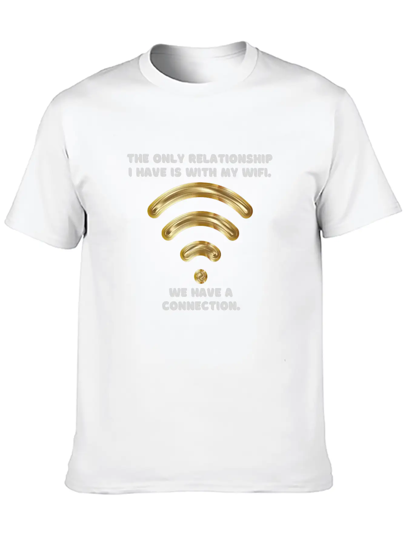 Gold Wifi Unisex Short Sleeve Soft Cotton T-Shirt – Casual Everyday Wear