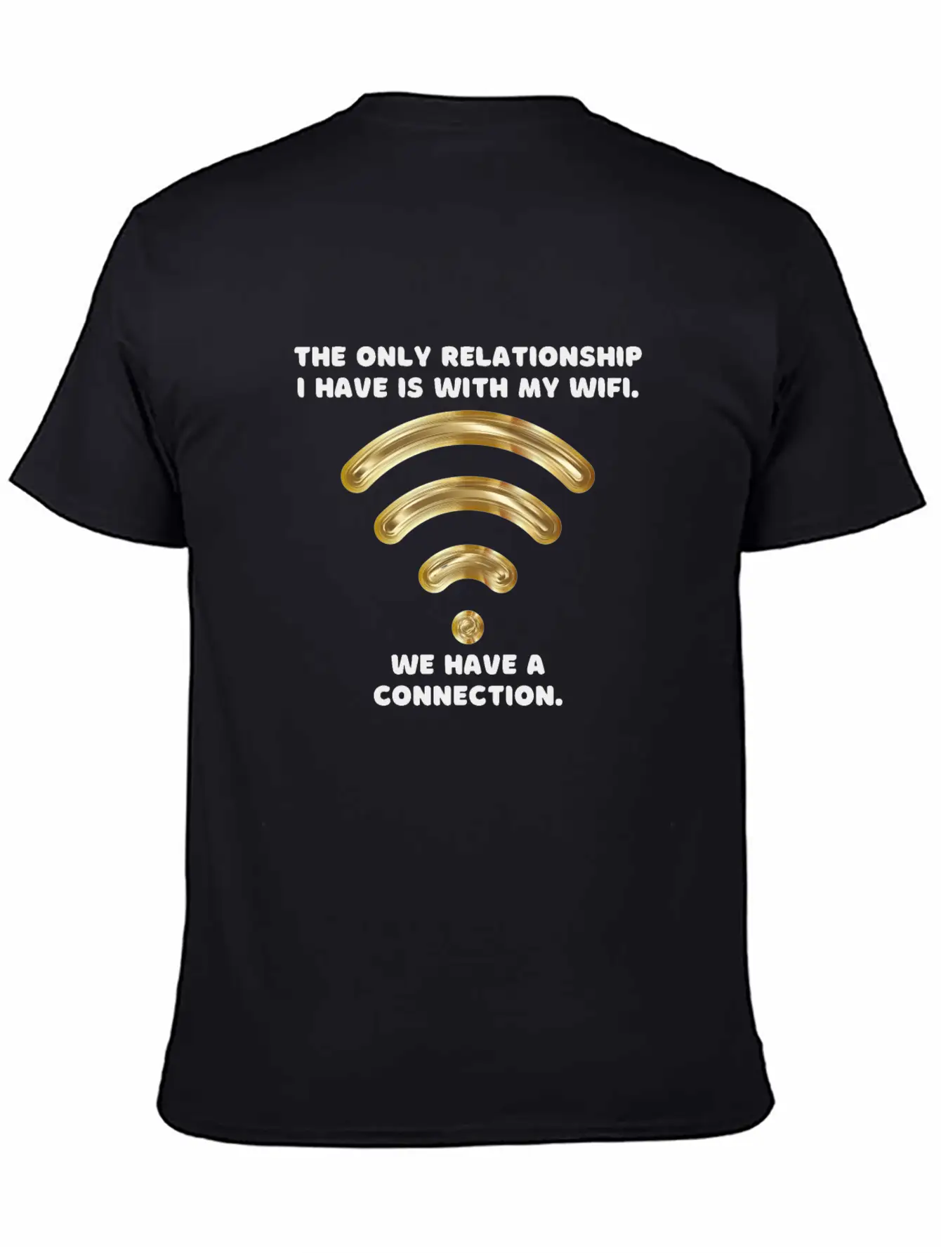 Gold Wifi Unisex Short Sleeve Soft Cotton T-Shirt – Casual Everyday Wear
