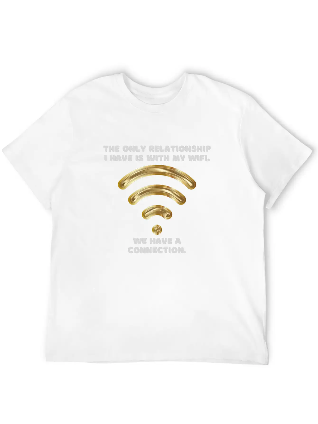 Gold Wifi Unisex Short Sleeve Soft Cotton T-Shirt – Casual Everyday Wear