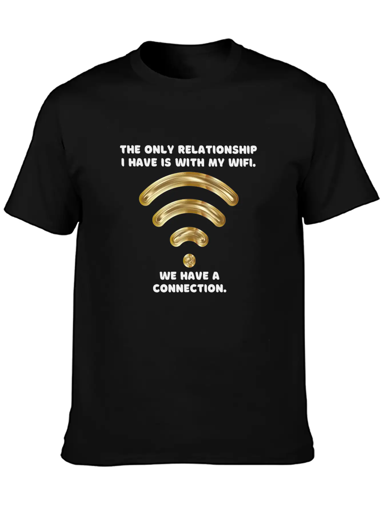 Gold Wifi Unisex Short Sleeve Soft Cotton T-Shirt – Casual Everyday Wear