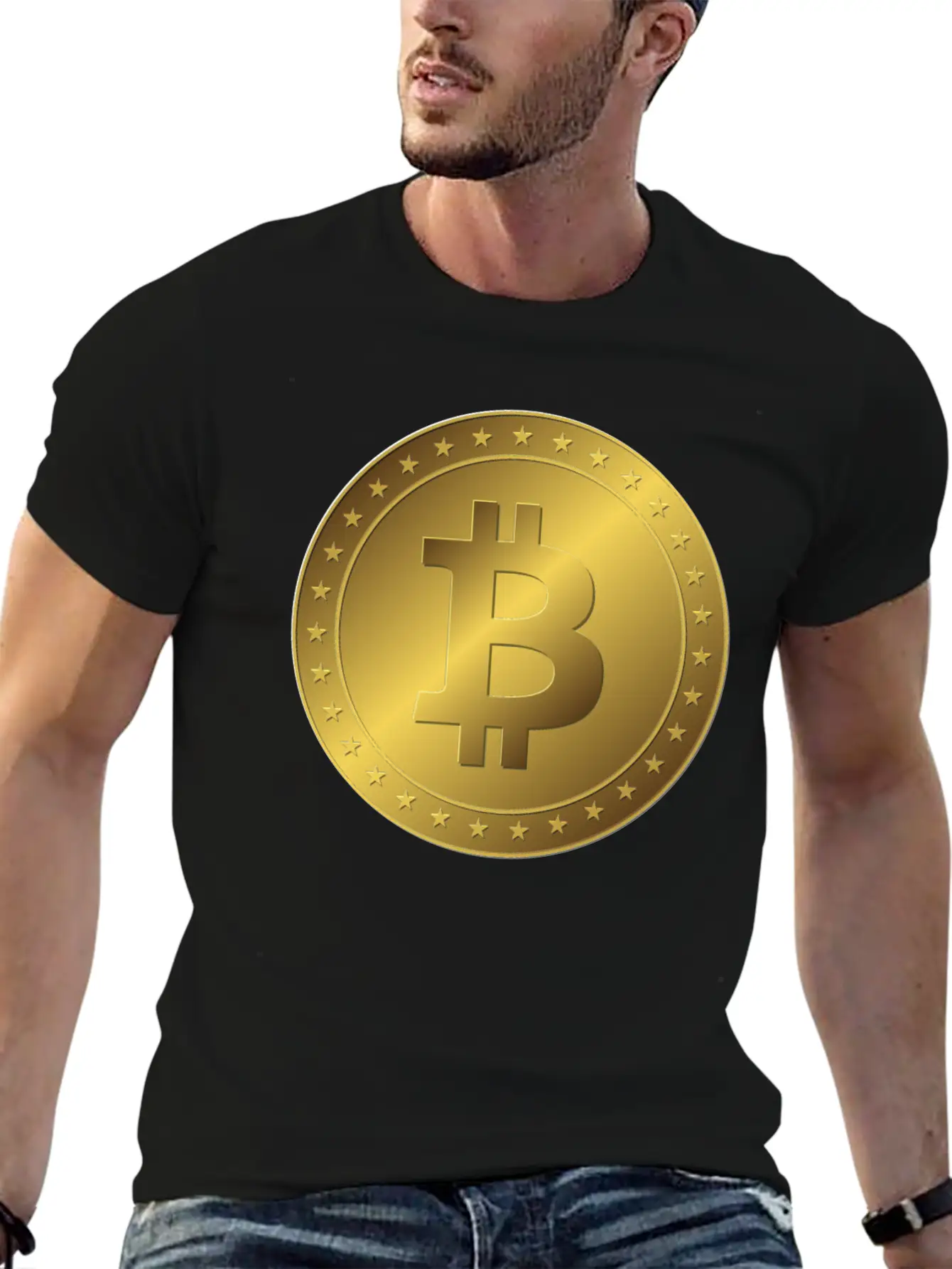 Golden Bitcoin Coin Essential Unisex Summer Tee – Soft Cotton Casual Fit
