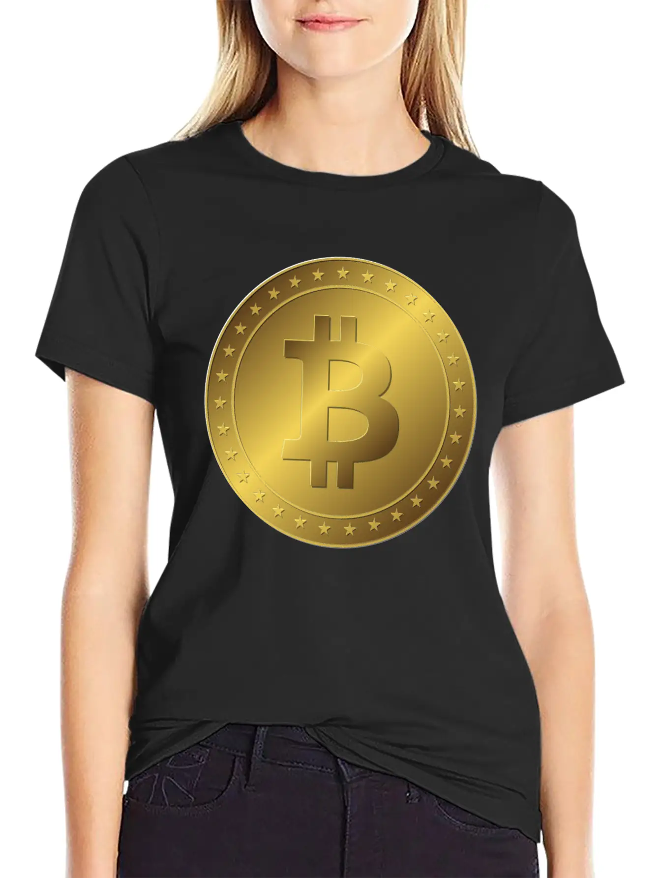 Golden Bitcoin Coin Essential Unisex Summer Tee – Soft Cotton Casual Fit