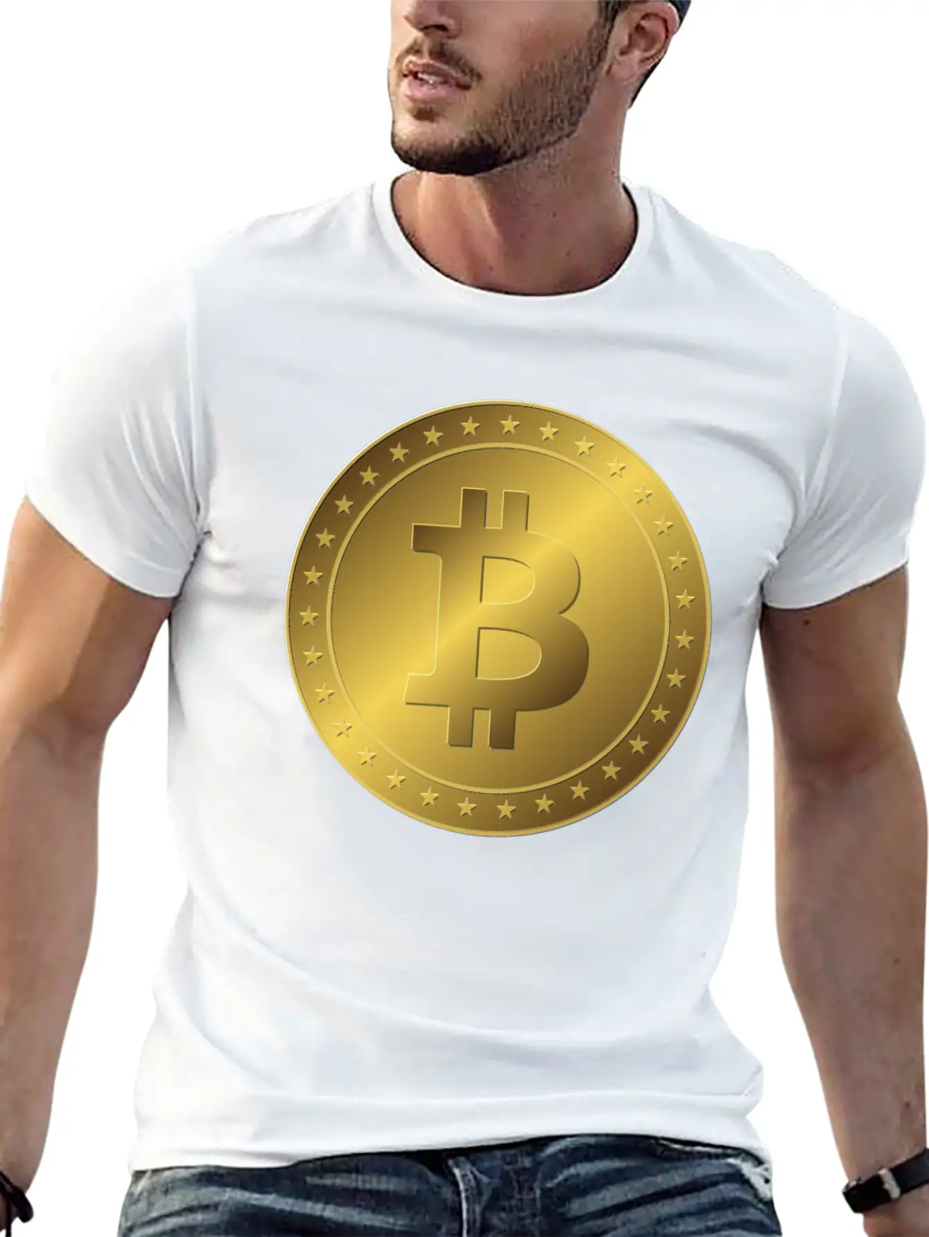 Golden Bitcoin Coin Essential Unisex Summer Tee – Soft Cotton Casual Fit